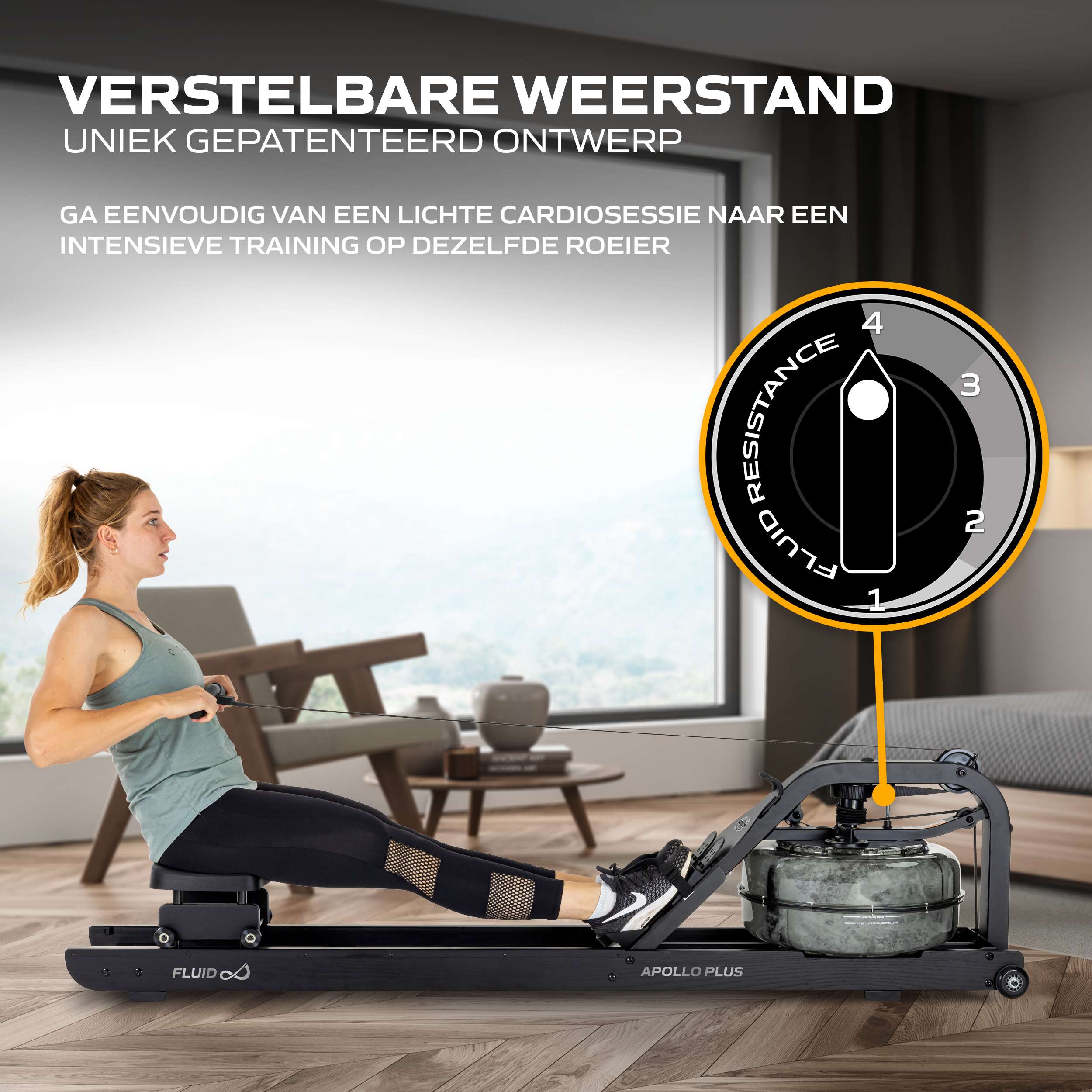 Fluid Rower Apollo Plus Black (1/2) afbeelding 3