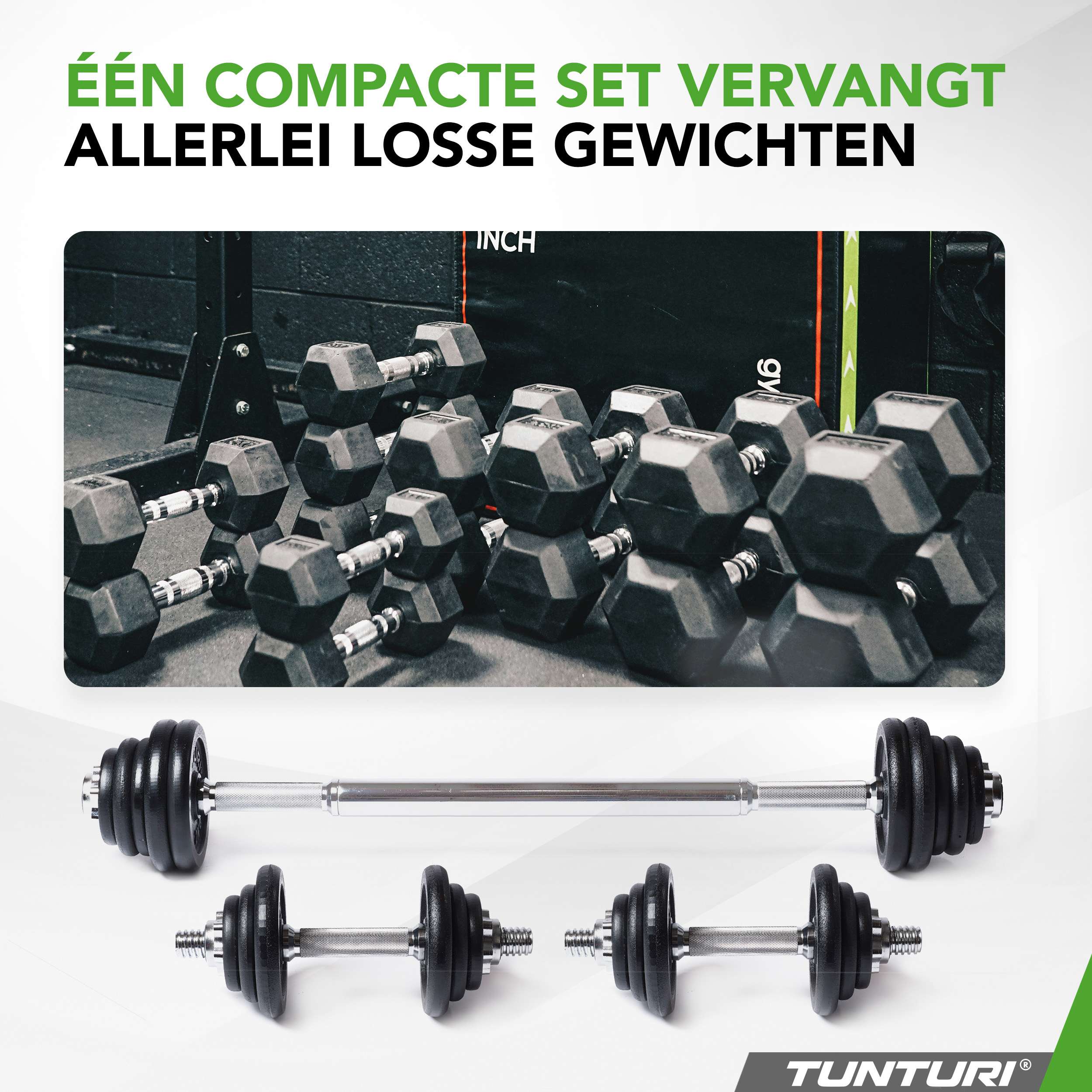 Tunturi Barbell/Dumbbell set, 20kg, Iron afbeelding 5