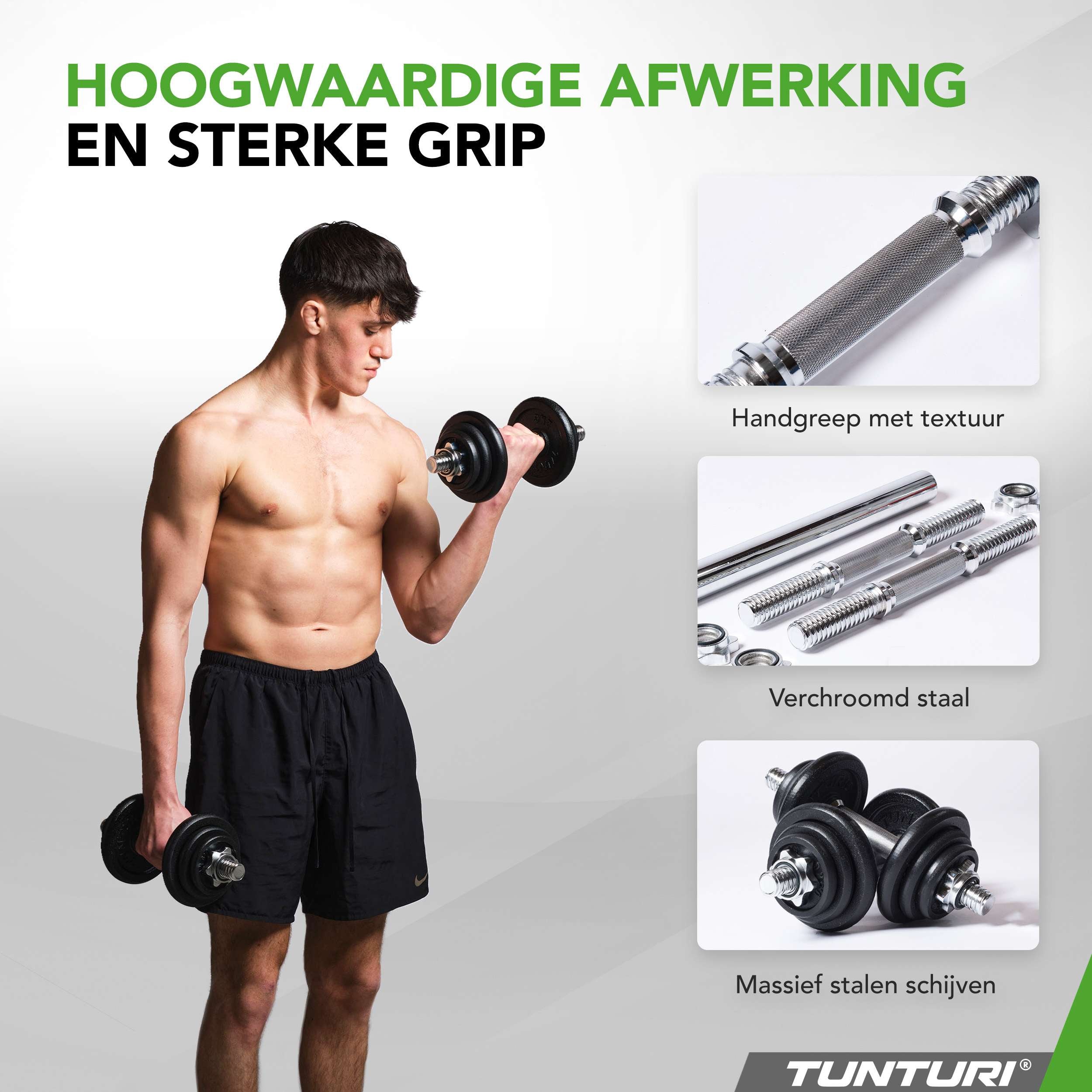 Tunturi Barbell/Dumbbell set, 20kg, Iron afbeelding 9