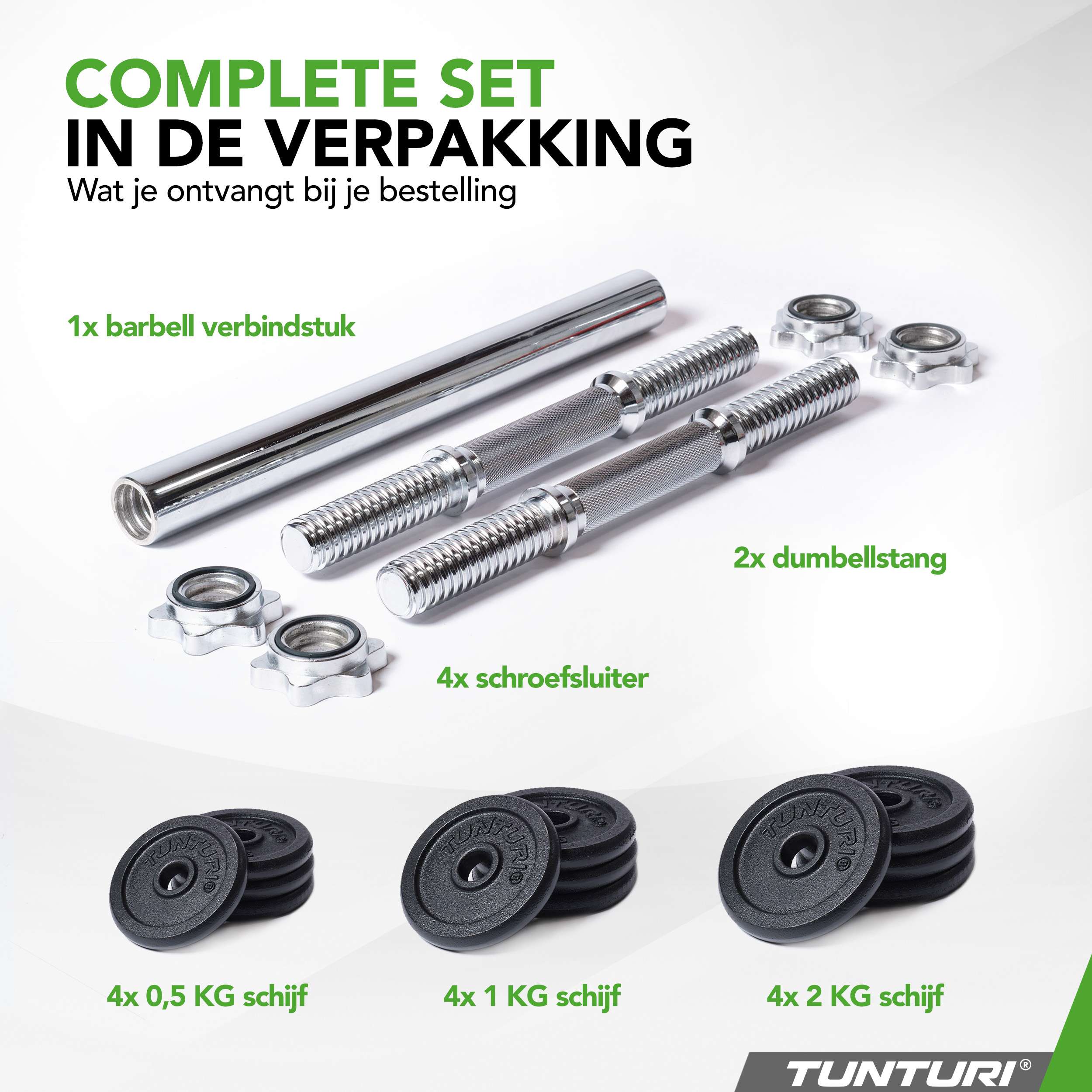 Tunturi Barbell/Dumbbell set, 20kg, Iron afbeelding 2