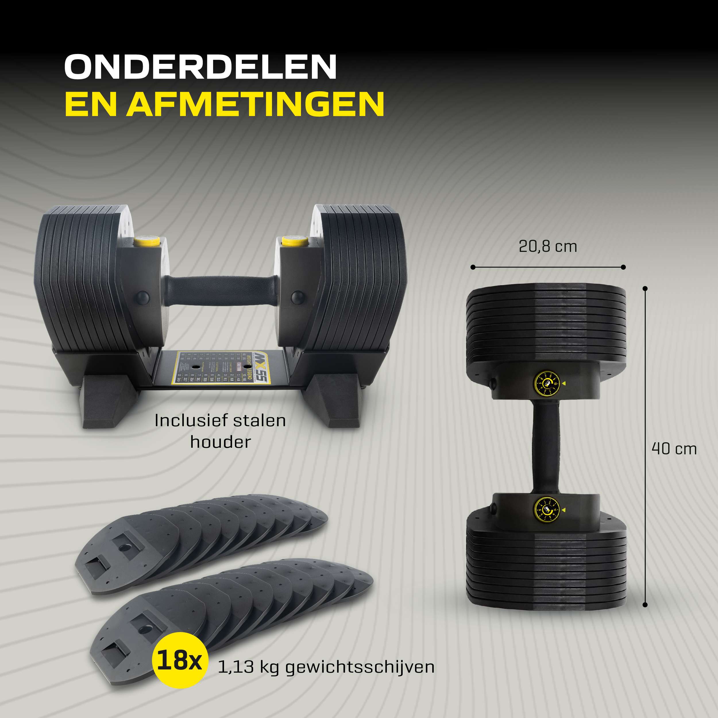 MX Select MX55 Dumbbells 4,5 - 24,9 KG CH afbeelding 6