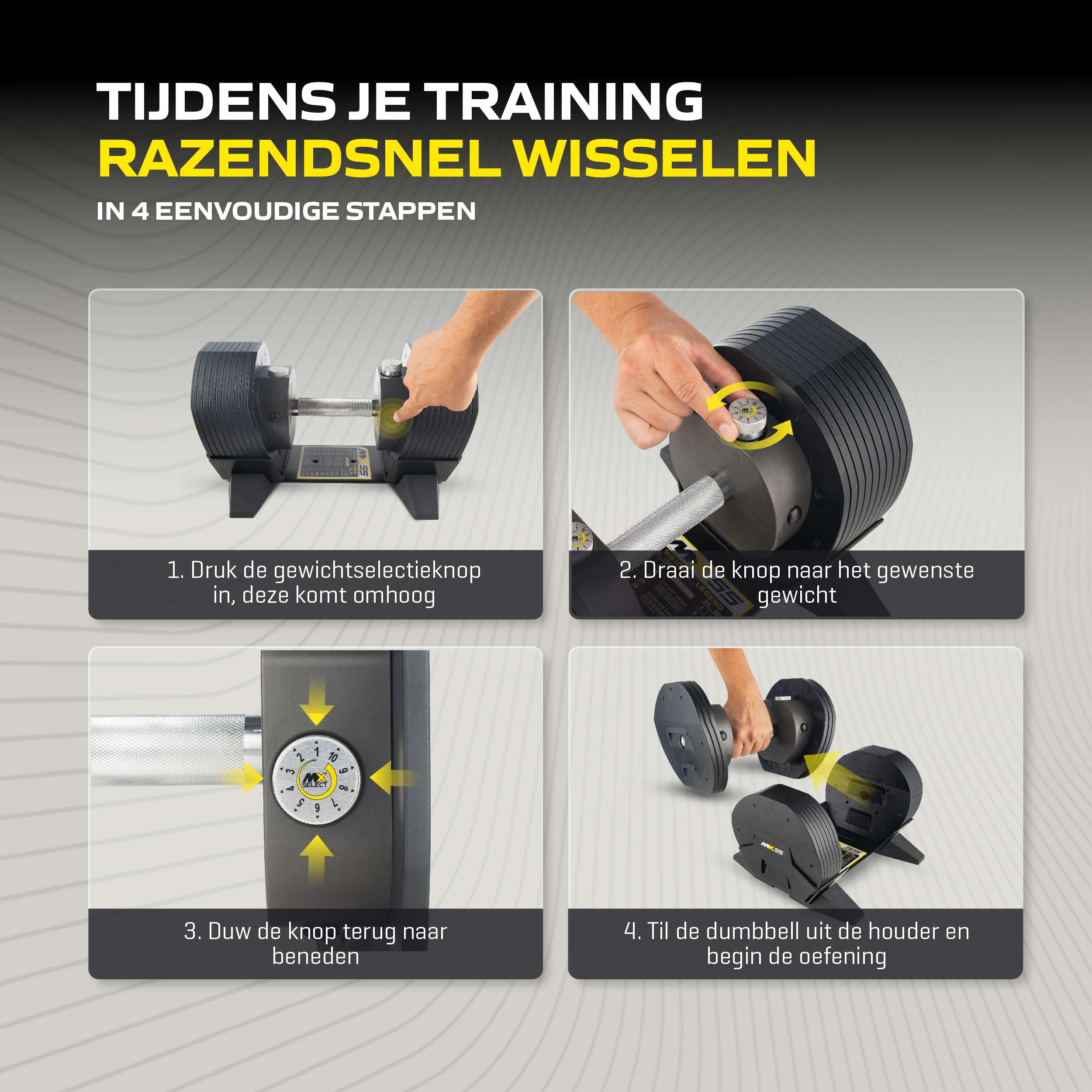 MX Select MX55 Dumbbells 4,5 - 24,9 KG KH afbeelding 7
