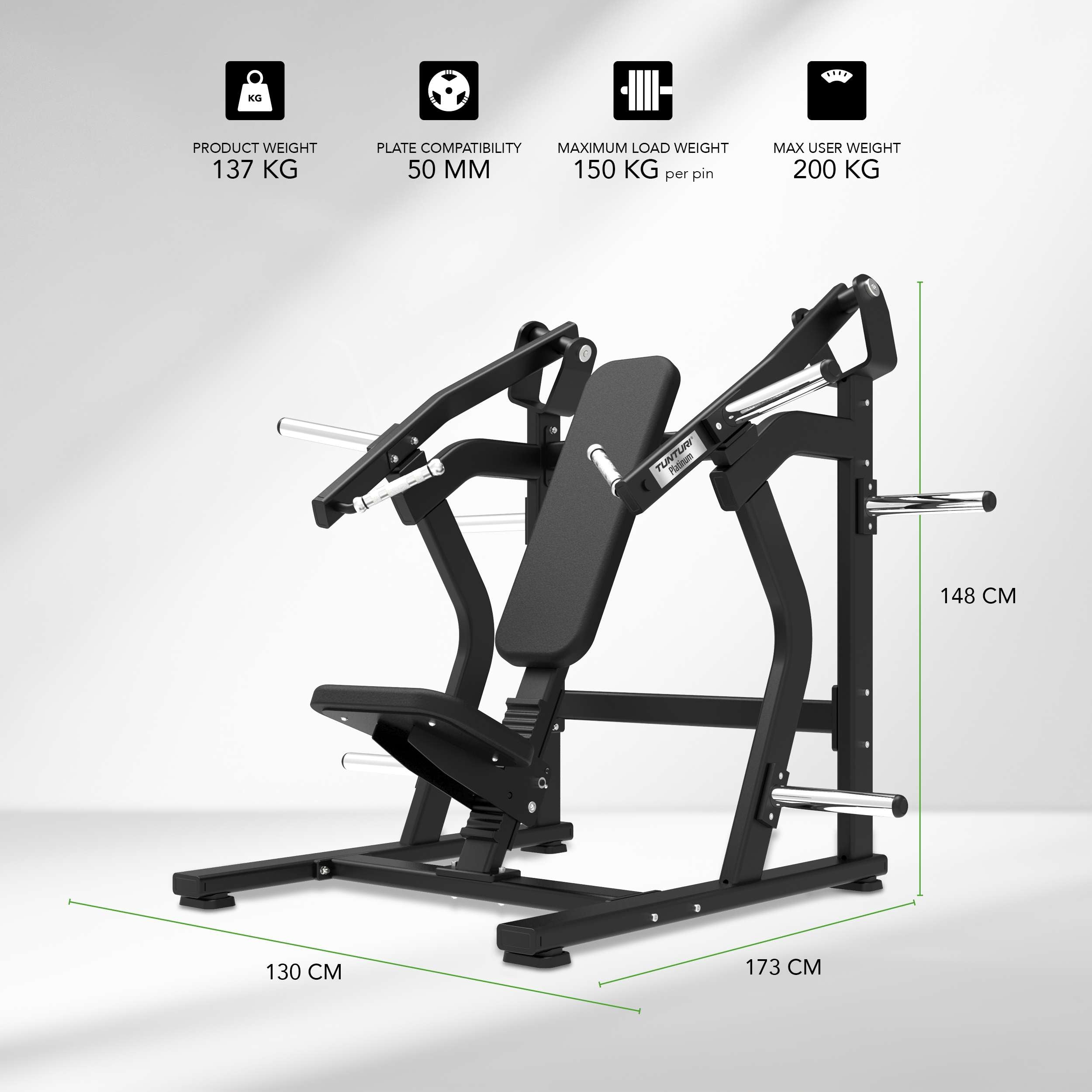 Tunturi Platinum - Incline Chest Press - Plate loaded - V-series afbeelding 2