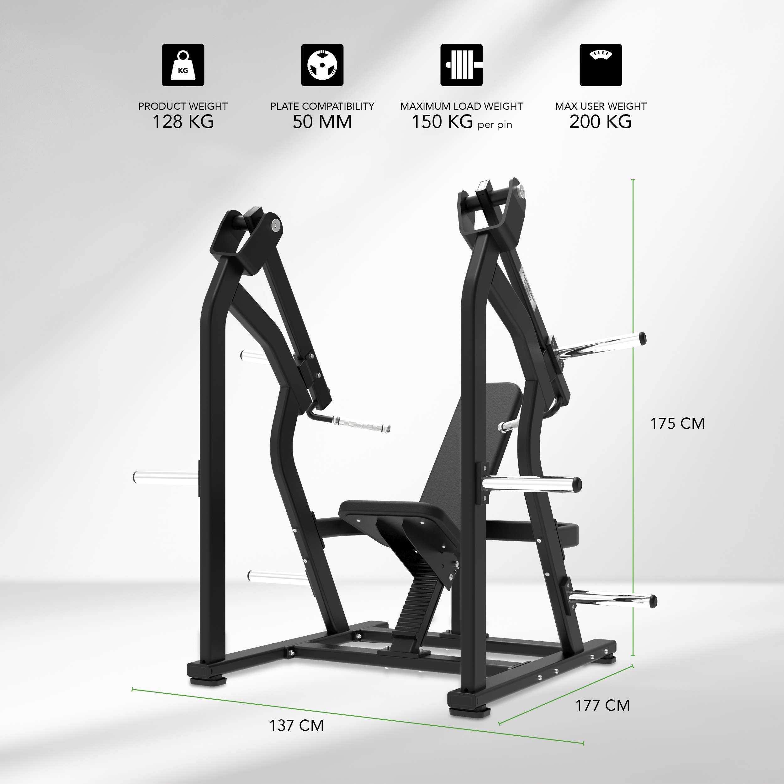 Tunturi Platinum - Shoulder Press - Plate loaded - V-series afbeelding 2