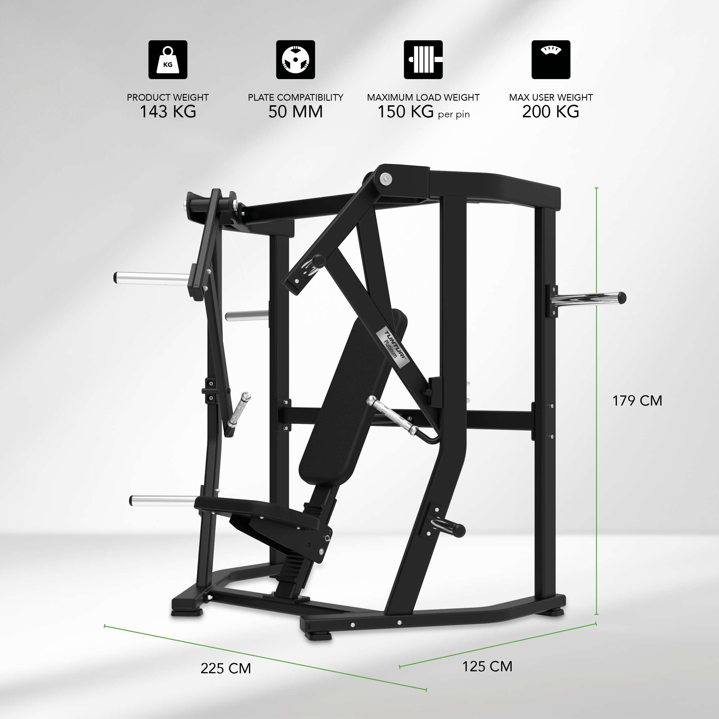 Tunturi Platinum - Wide Chest Press - Plate loaded - V-series afbeelding 2