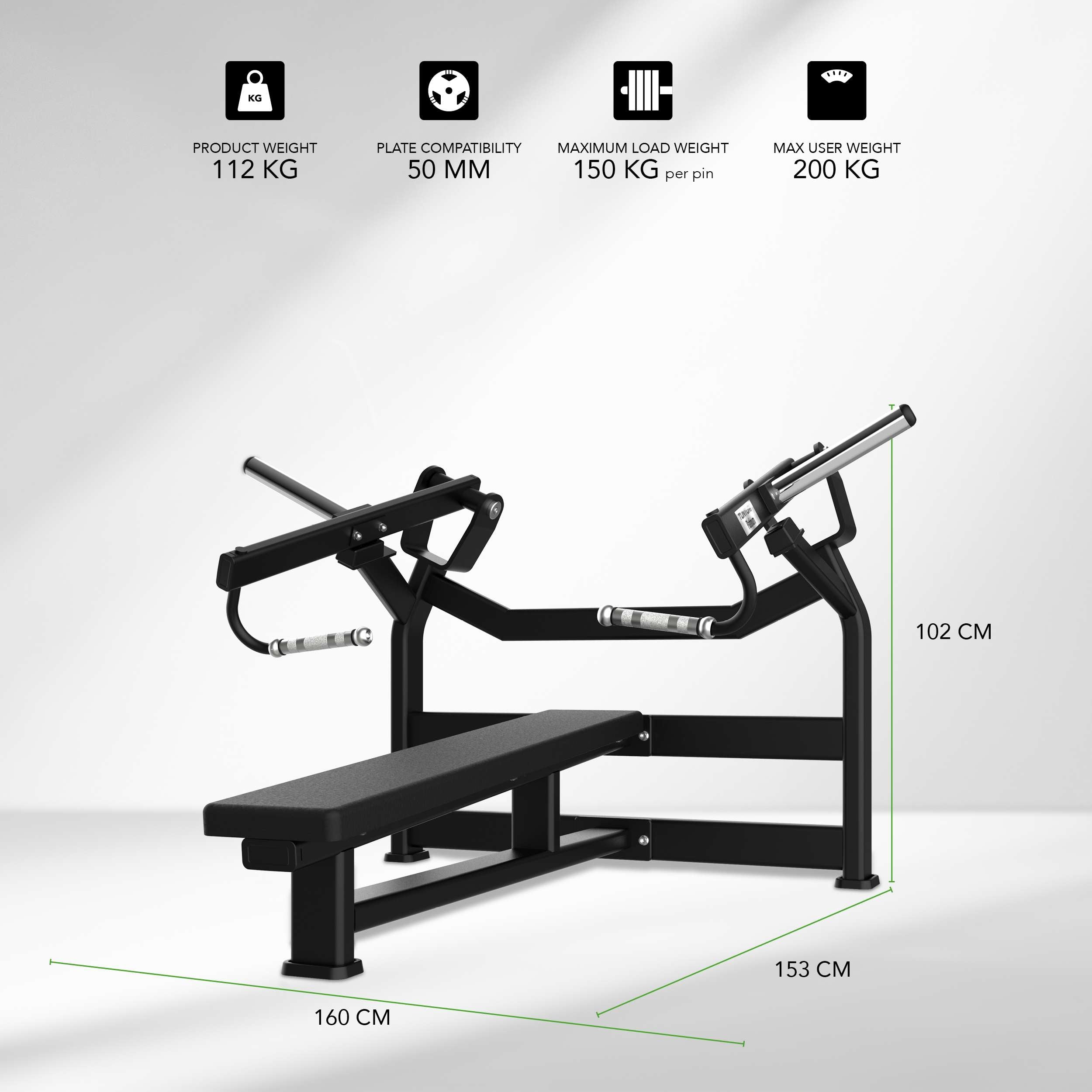 Tunturi Platinum - Horizontal Chest Press - Plate loaded - V-series afbeelding 2
