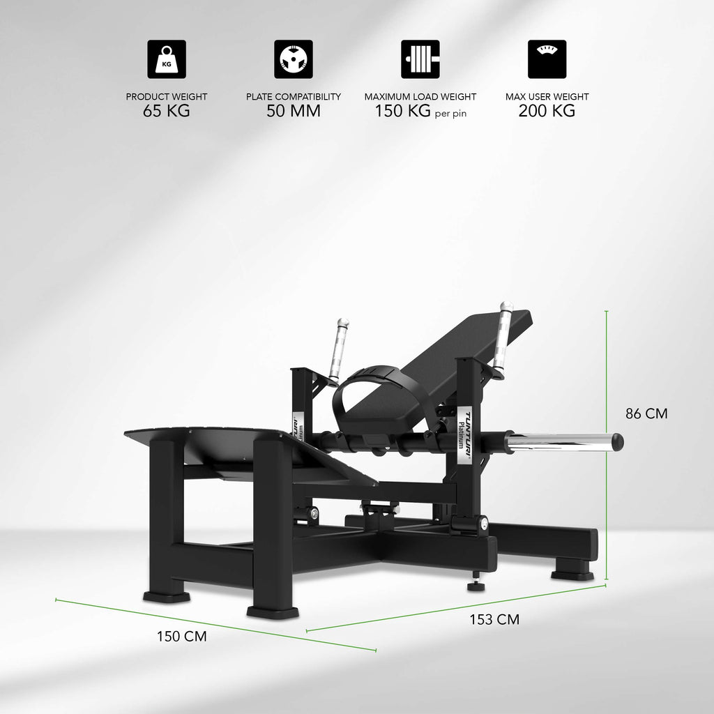 Tunturi Platinum - Hip Thrust - Plate loaded - V-series afbeelding 2