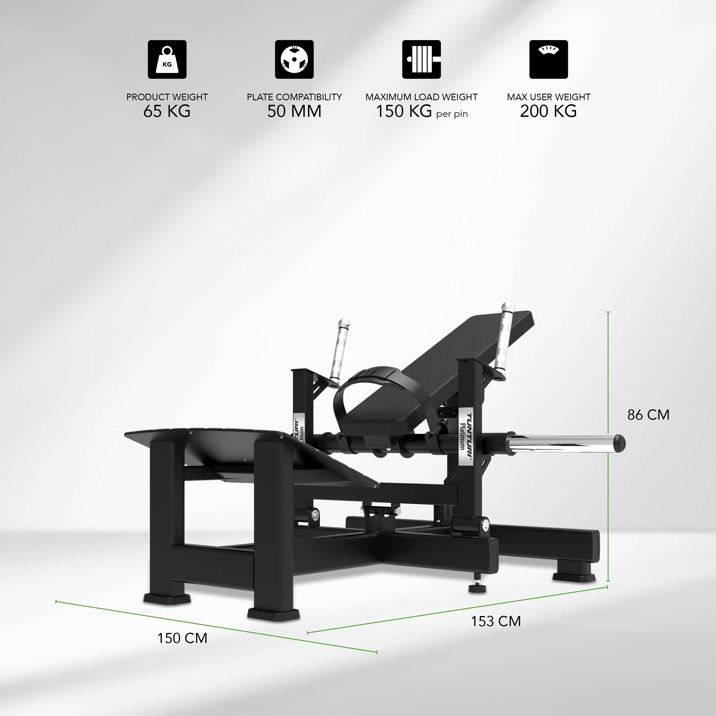 Tunturi Platinum - Hip Thrust - Plate loaded - V-series afbeelding 2