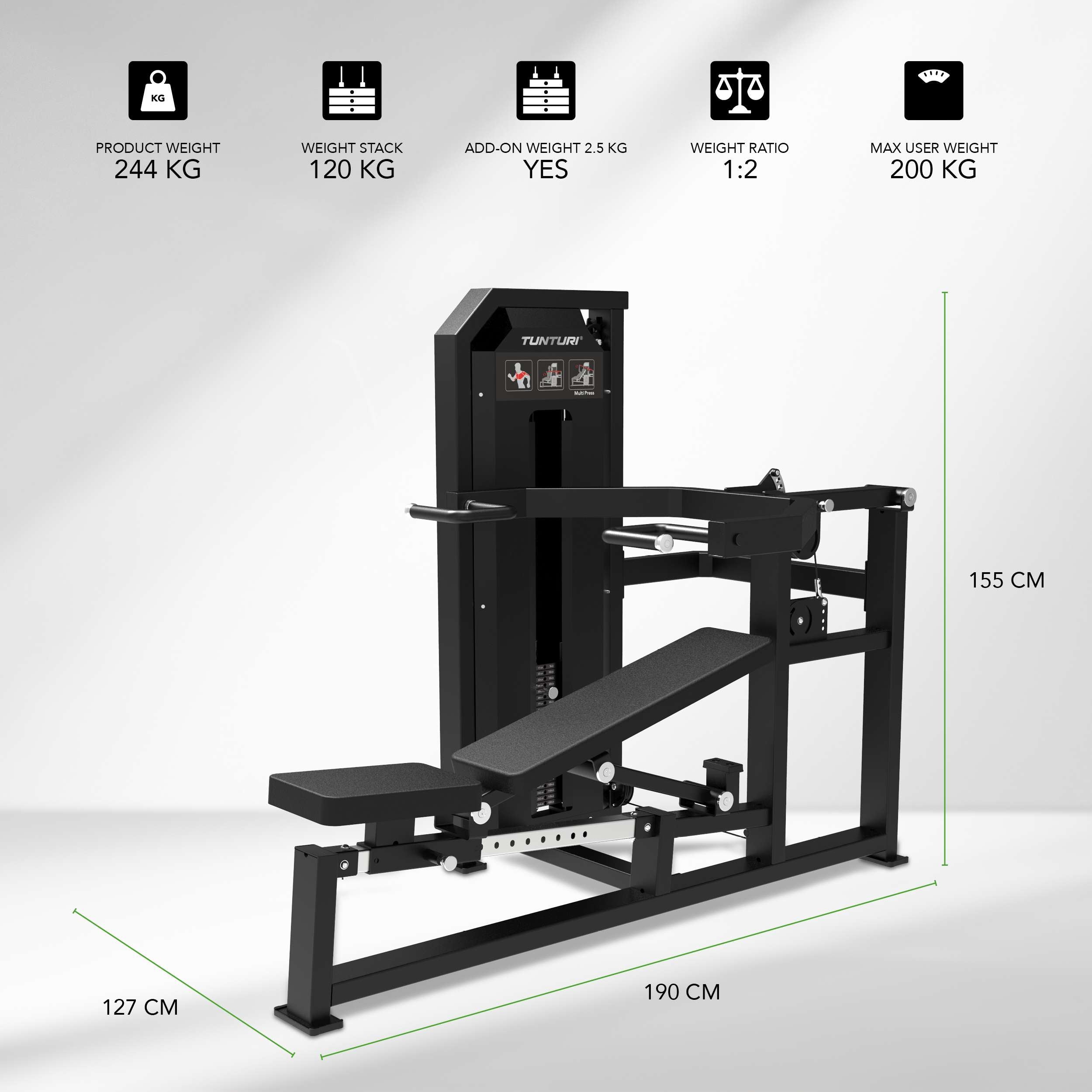Tunturi Platinum - Multi Press - Selectorized - V-series afbeelding 2