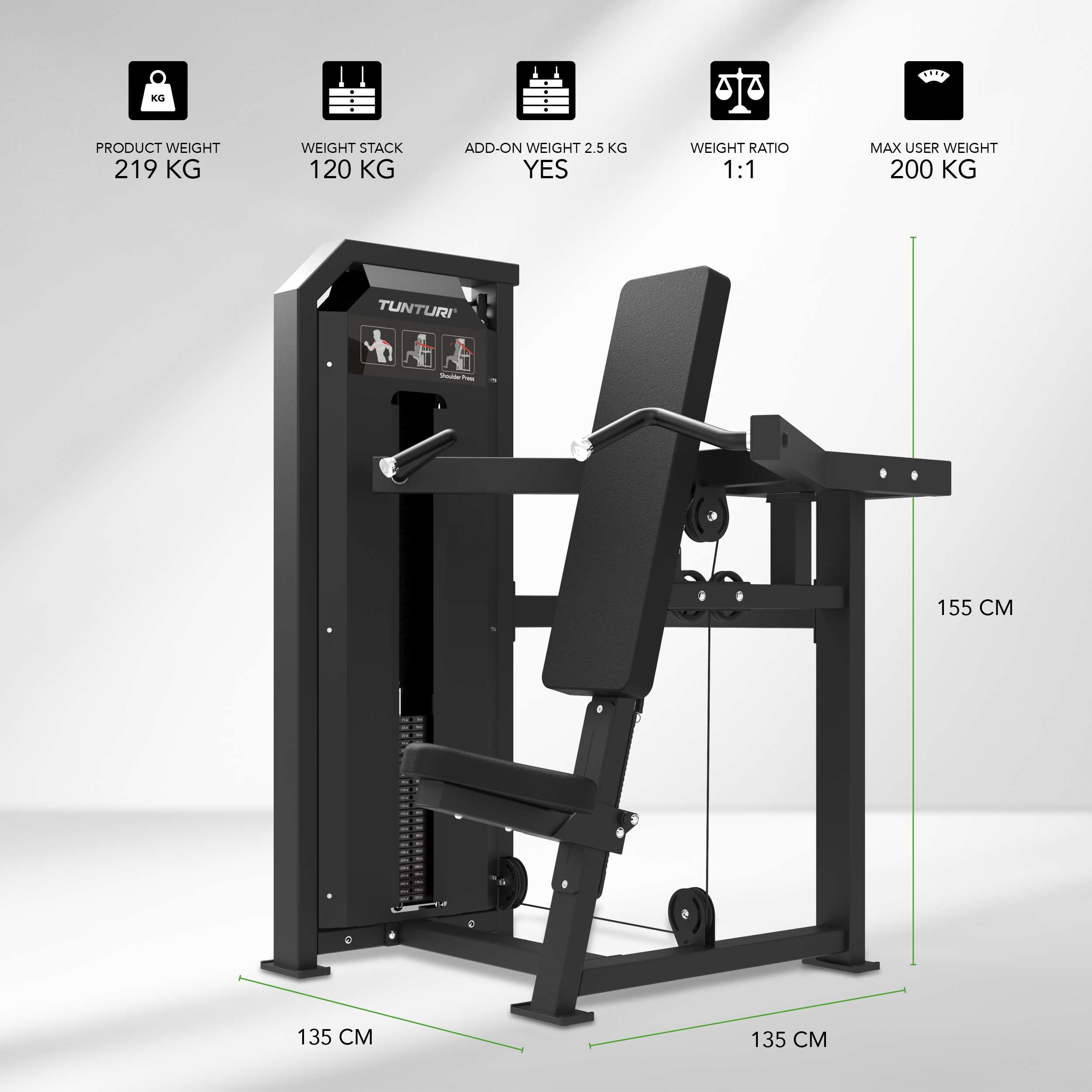 Tunturi Platinum - Shoulder press - Selectorized - V-series afbeelding 2