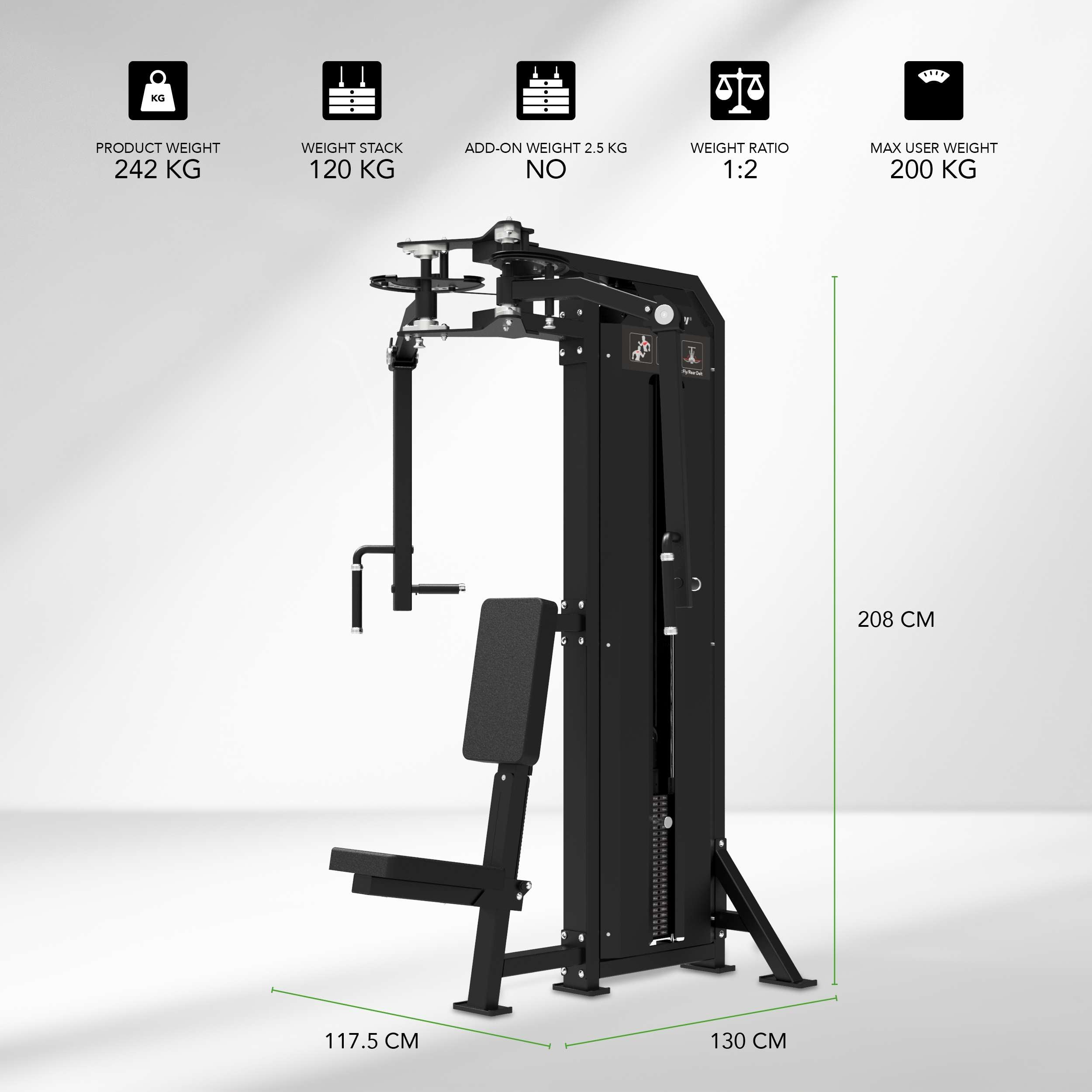 Tunturi Platinum - Dual Pec Fly/Rear Delt - Selectorized - V-series afbeelding 2