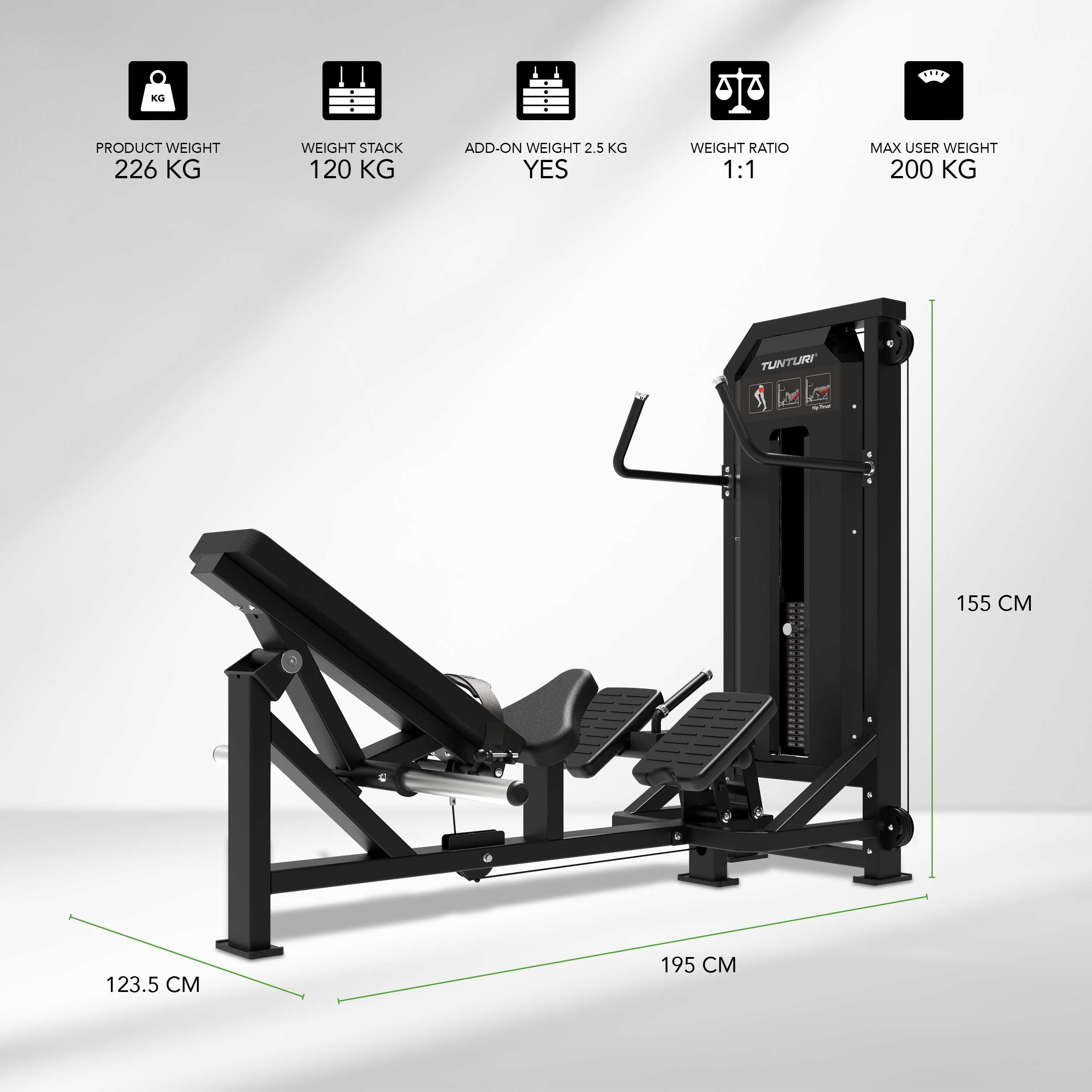Tunturi Platinum - Hip Thrust - Selectorized - V-series afbeelding 2