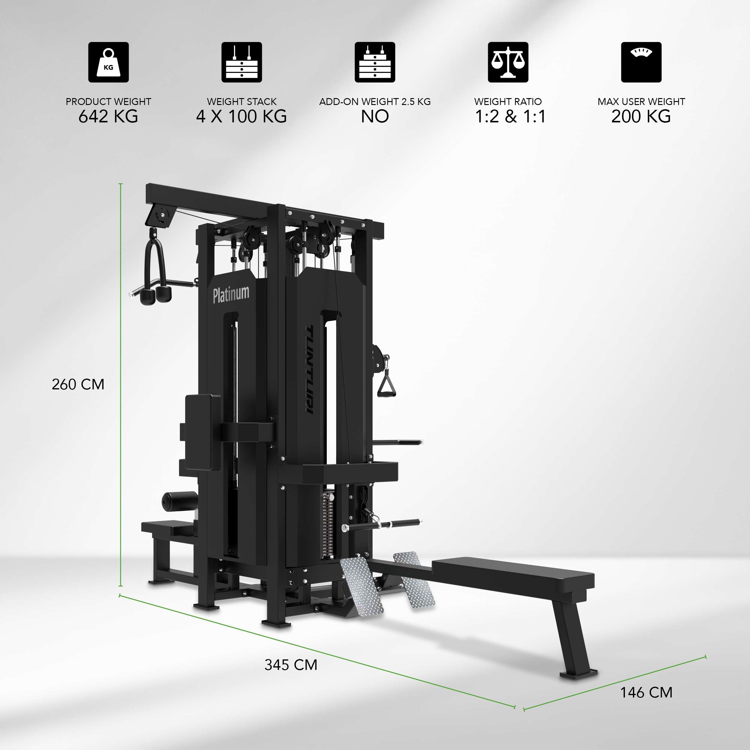 Tunturi Platinum - Multi Station/4 Stations - Selectorized - V-series afbeelding 2