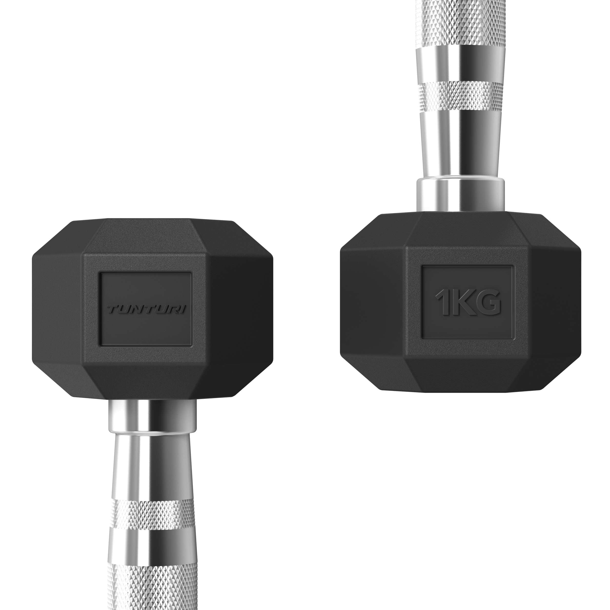 Tunturi Platinum Hex Rubber Dumbbell, 1kg, Pair afbeelding 3