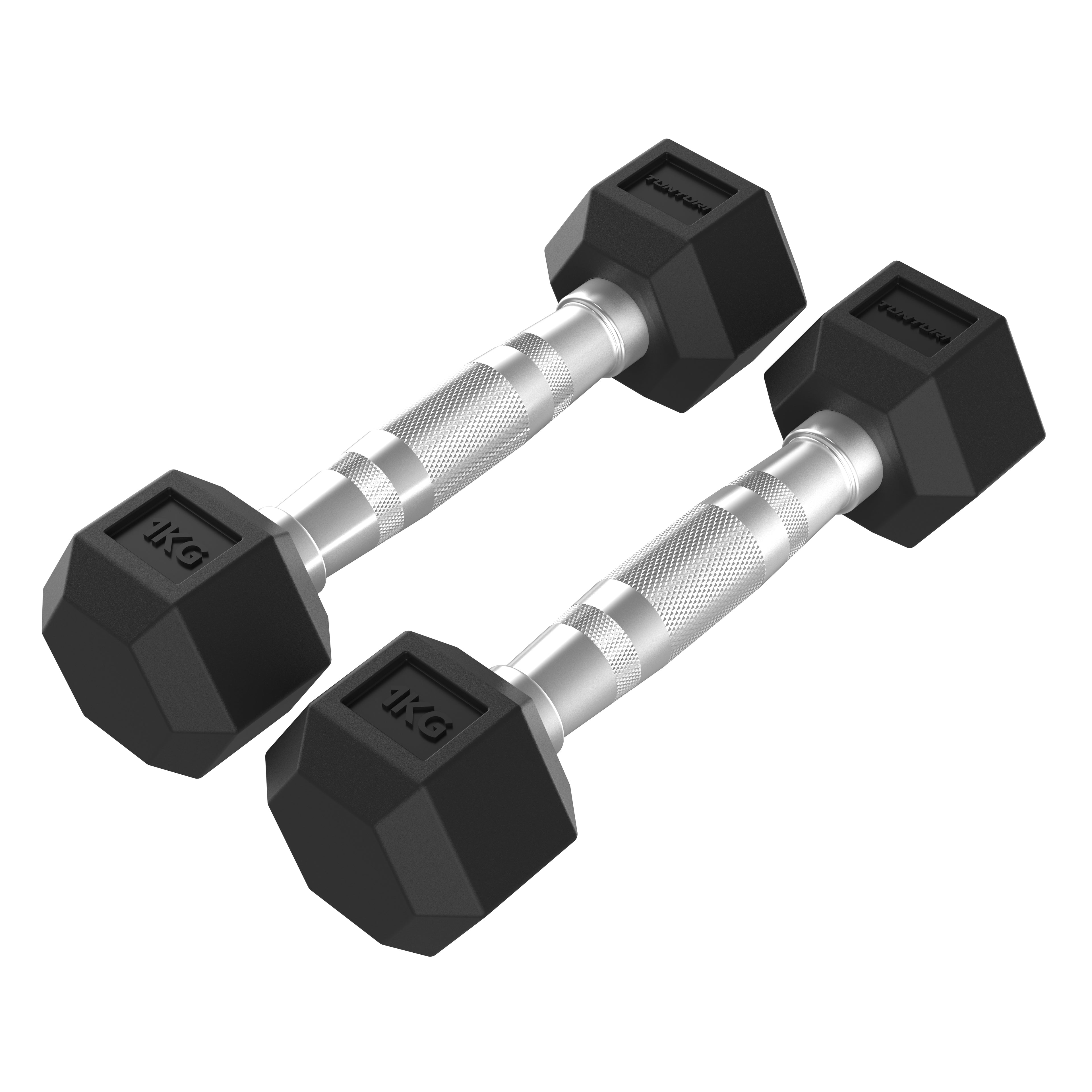 Tunturi Platinum Hex Rubber Dumbbell, 1kg, Pair