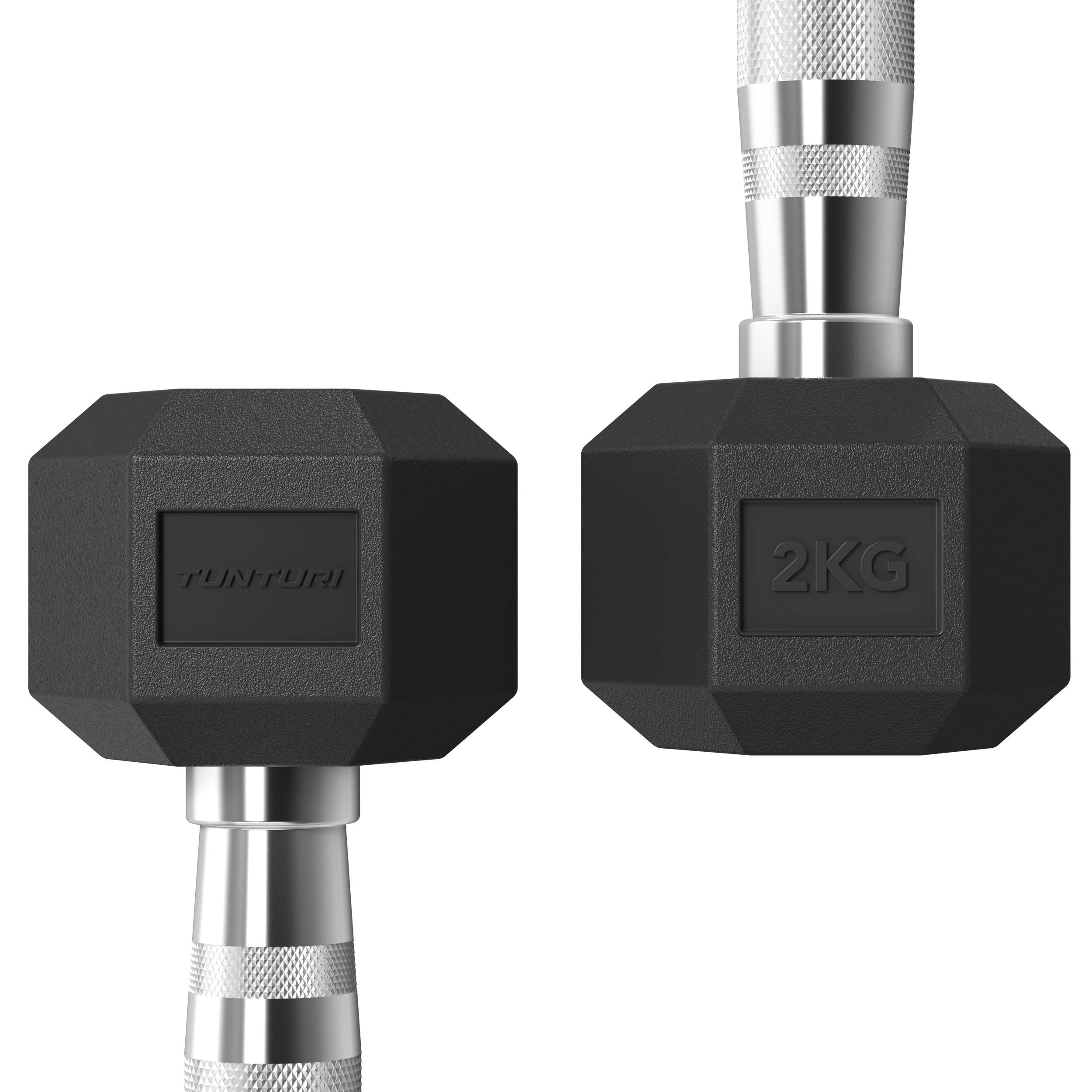 Tunturi Platinum Hex Rubber Dumbbell, 2kg, Pair afbeelding 3