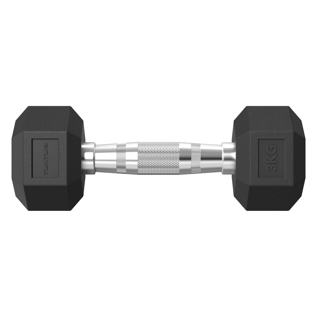 Tunturi Platinum Hex Rubber Dumbbell, 3kg, Pair afbeelding 2