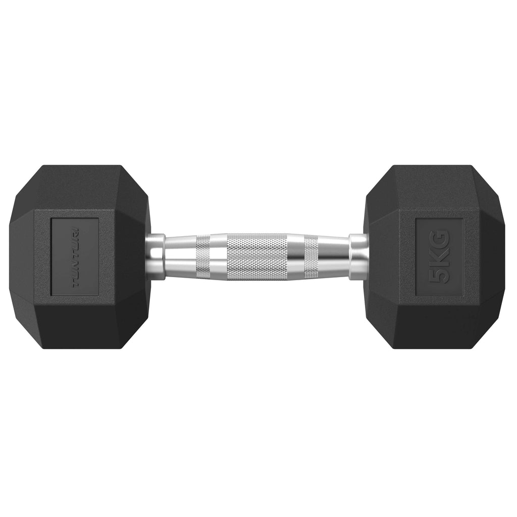 Tunturi Platinum Hex Rubber Dumbbell, 5kg, Pair afbeelding 2