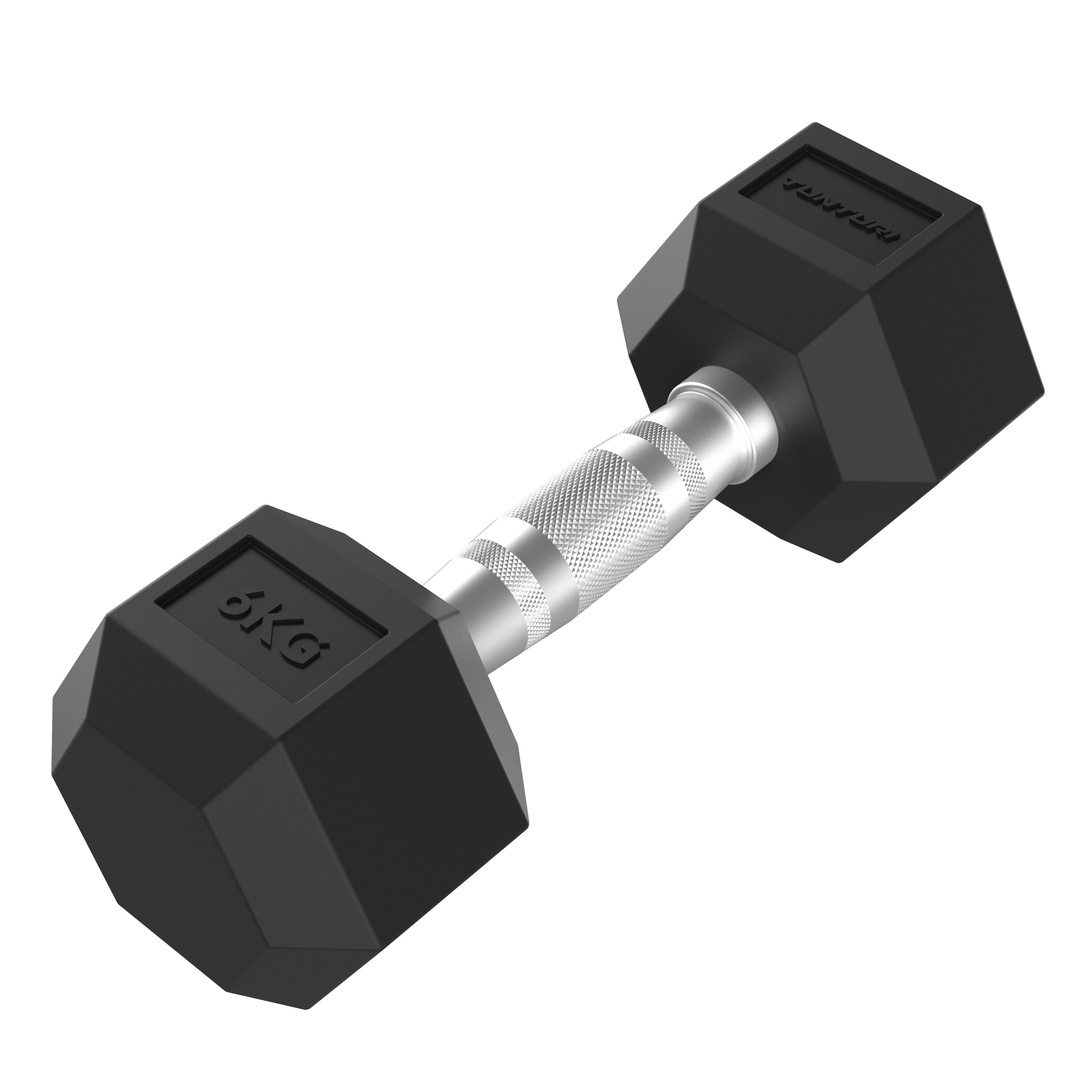 Tunturi Platinum Hex Rubber Dumbbell, 6kg