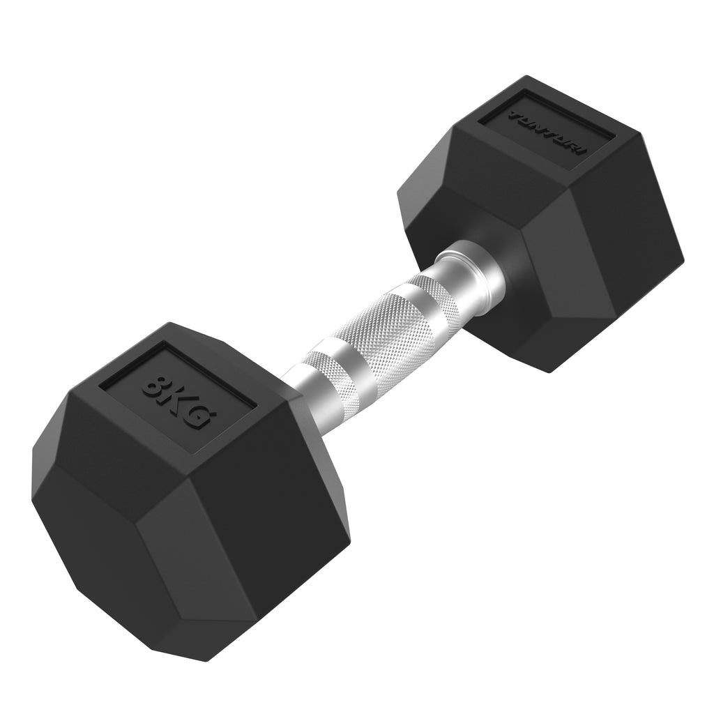 Tunturi Platinum Hex Rubber Dumbbell, 8kg