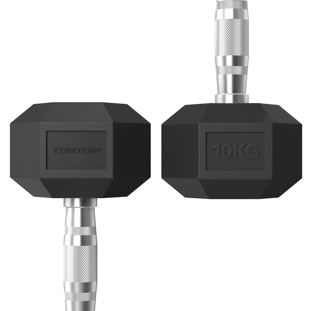 Tunturi Platinum Hex Rubber Dumbbell, 10kg afbeelding 3