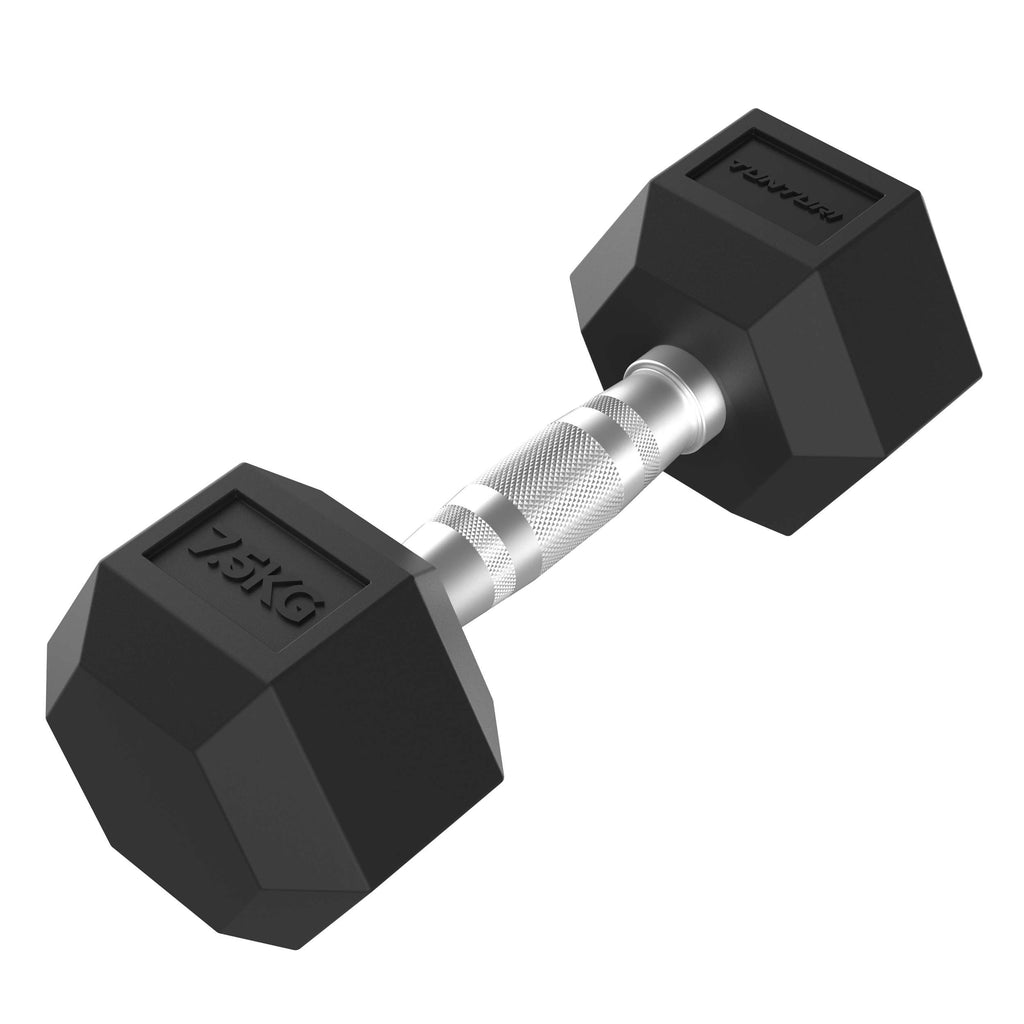 Tunturi Platinum Hex Rubber Dumbbell, 7.5kg