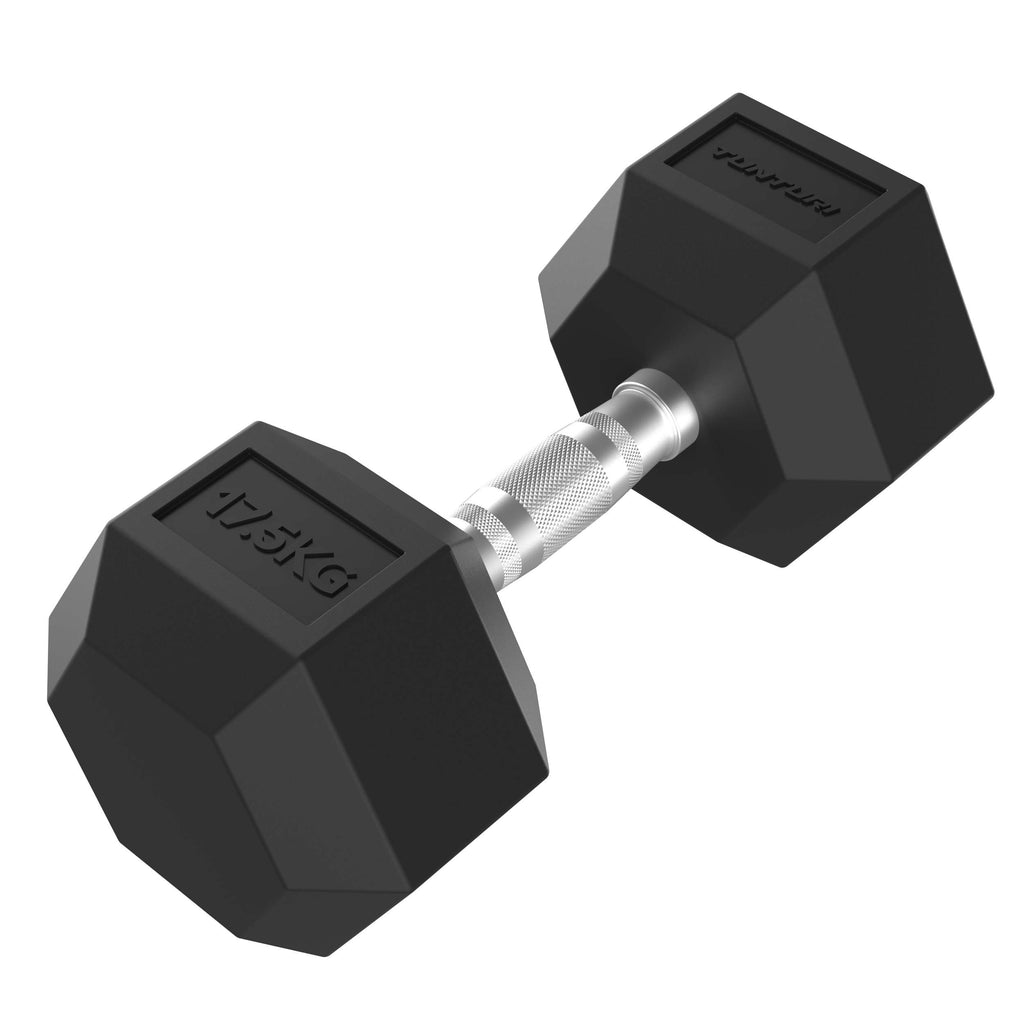 Tunturi Platinum Hex Rubber Dumbbell, 17.5kg