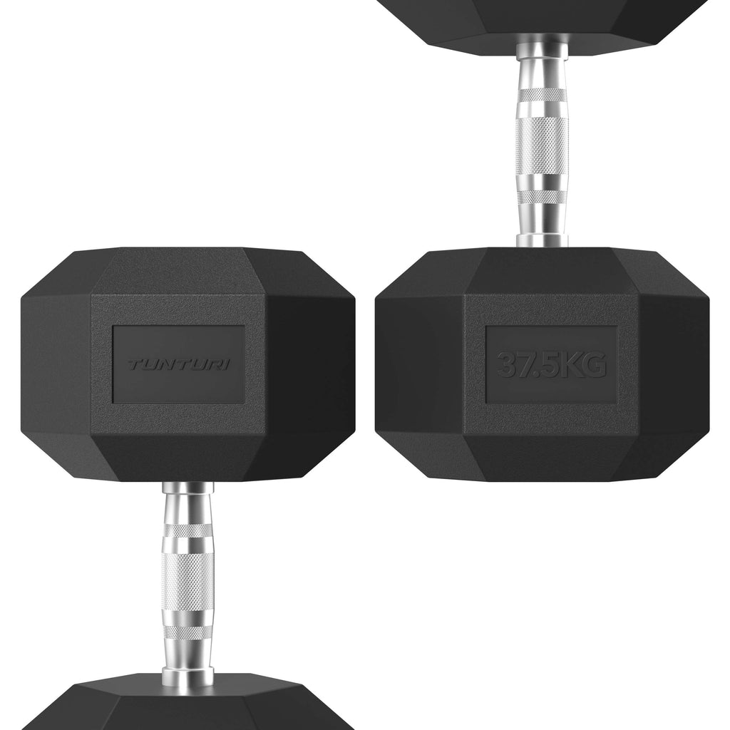 Tunturi Platinum Hex Rubber Dumbbell, 37.5kg afbeelding 3