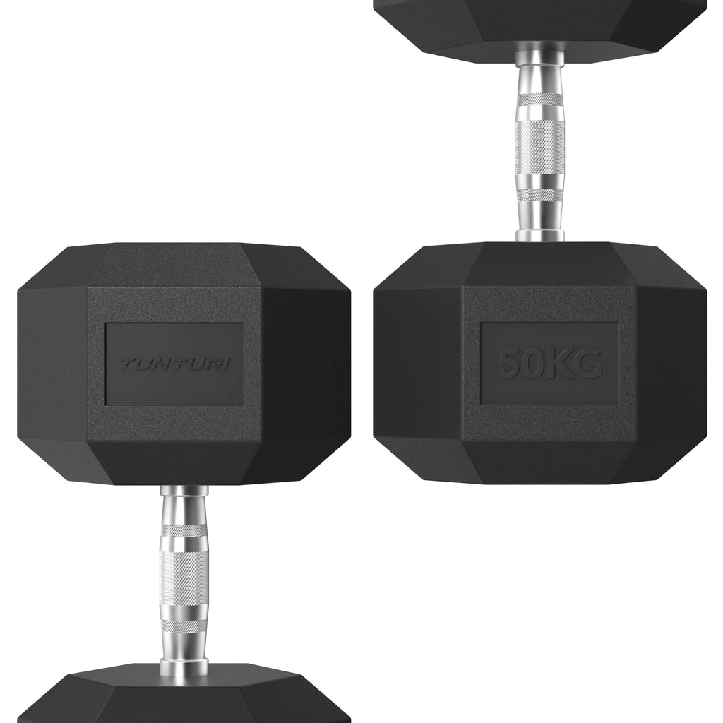 Tunturi Platinum Hex Rubber Dumbbell, 50kg afbeelding 3