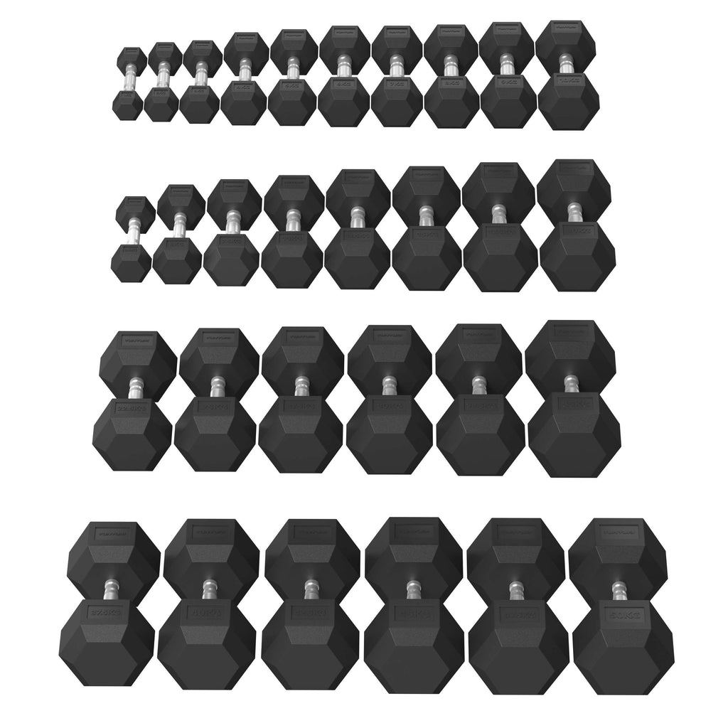 Tunturi Platinum Hex Rubber Dumbbell, 50kg afbeelding 7