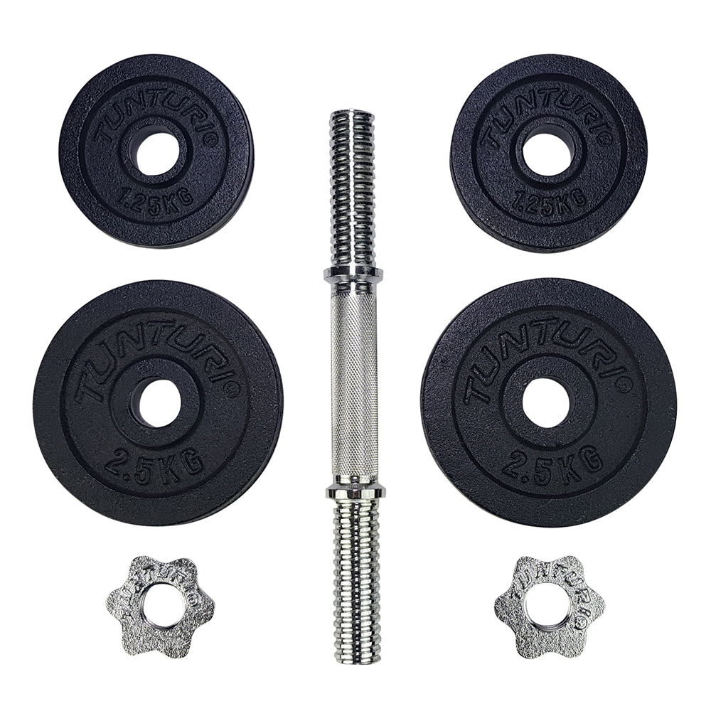 Tunturi Dumbbellset 10kg with 1 Bar Screw afbeelding 2