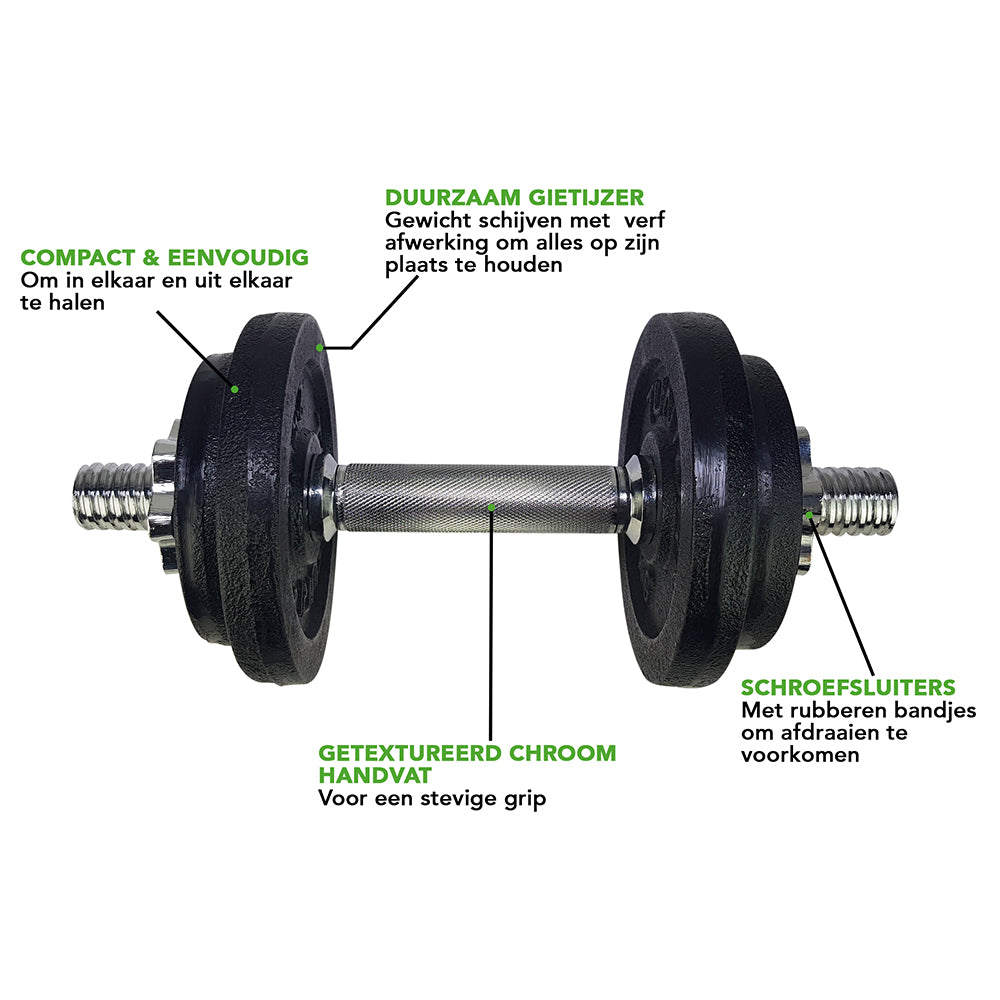 Tunturi Dumbbellset 10kg with 1 Bar Screw afbeelding 11