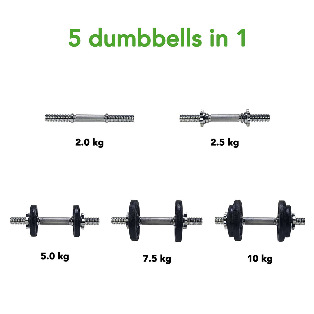 Tunturi Dumbbellset 10kg with 1 Bar Screw afbeelding 5