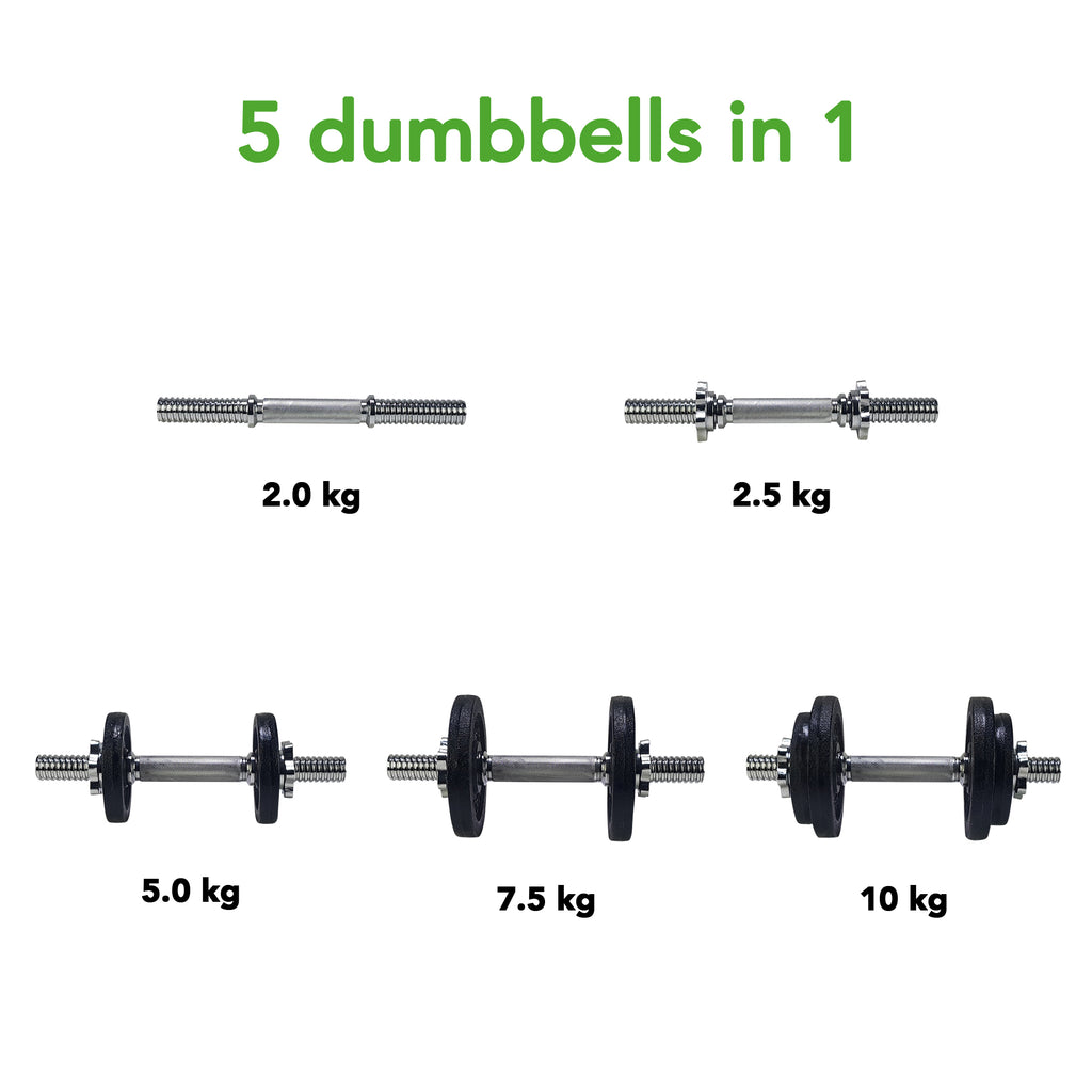 Tunturi Dumbbellset 10kg with 1 Bar Screw afbeelding 5
