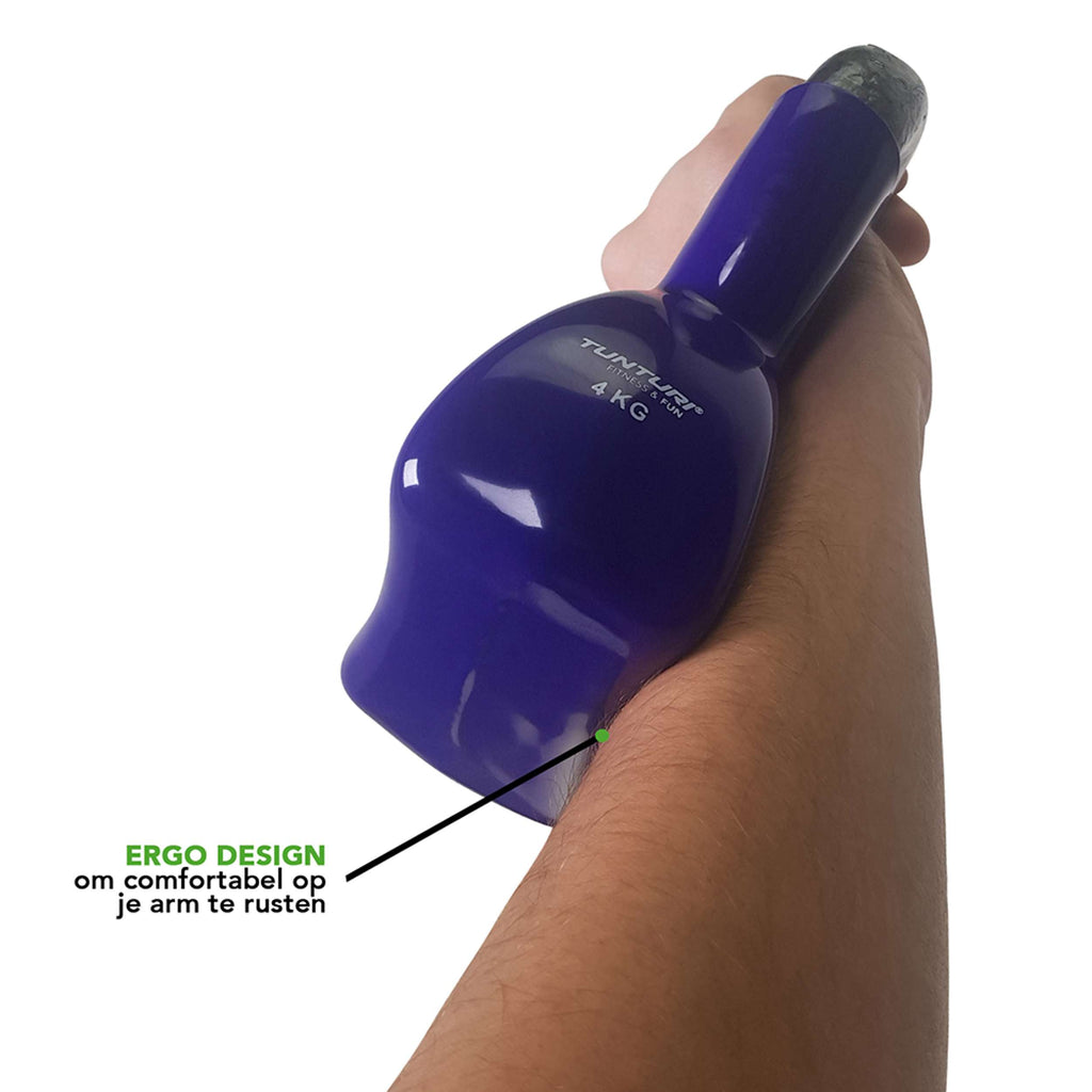Tunturi Vinyl Kettlebell 4kg - Purple afbeelding 6