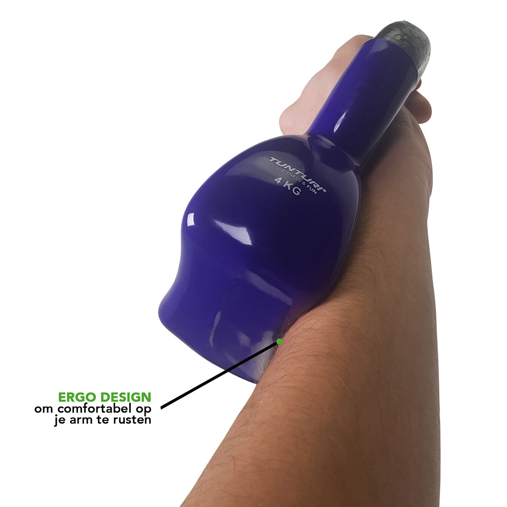 Tunturi Vinyl Kettlebell 4kg - Purple afbeelding 6