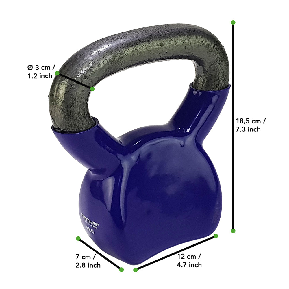 Tunturi Vinyl Kettlebell 4kg - Purple afbeelding 7