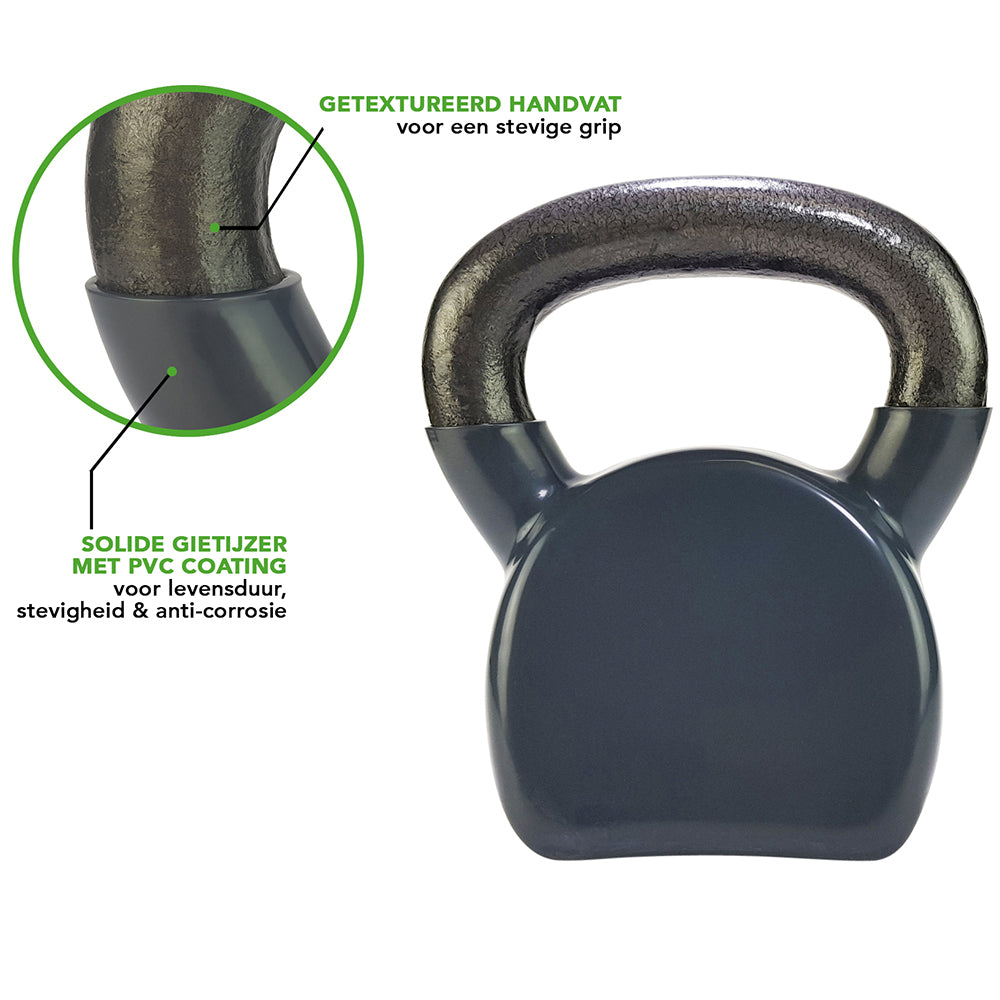 Tunturi Vinyl Kettlebell 14kg- Grey afbeelding 2