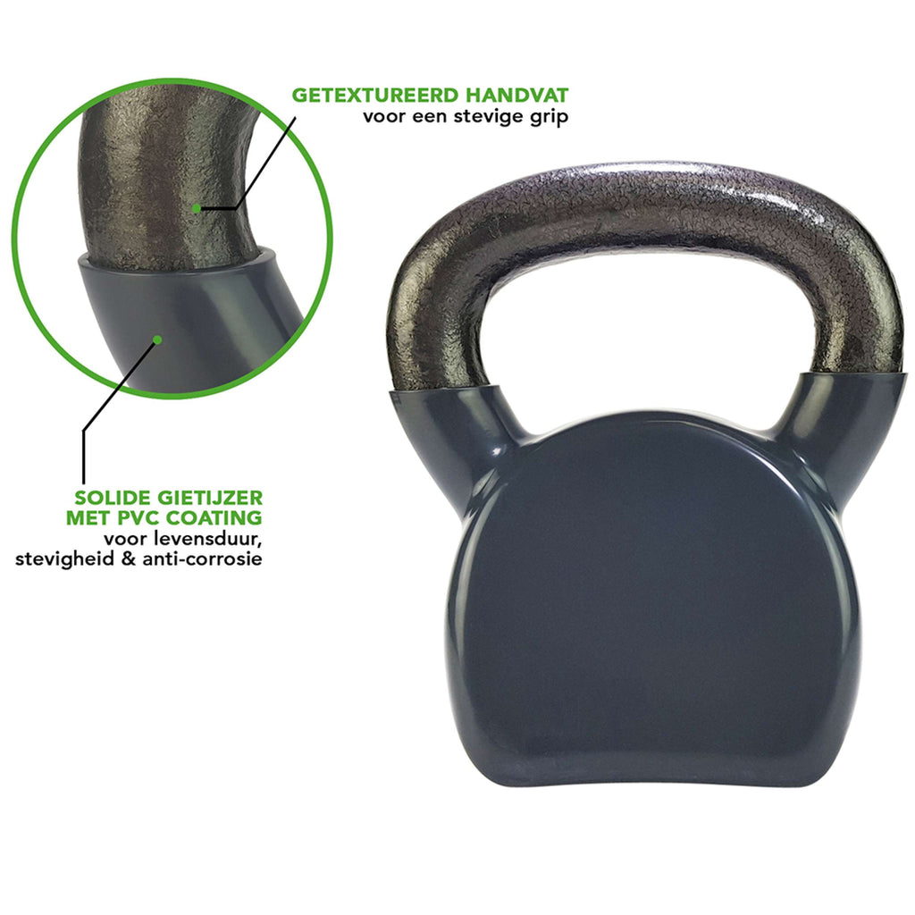 Tunturi Vinyl Kettlebell 14kg- Grey afbeelding 2
