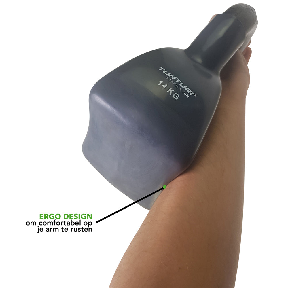Tunturi Vinyl Kettlebell 14kg- Grey afbeelding 5