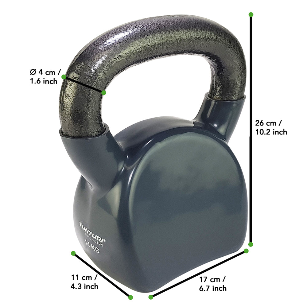 Tunturi Vinyl Kettlebell 14kg- Grey afbeelding 6