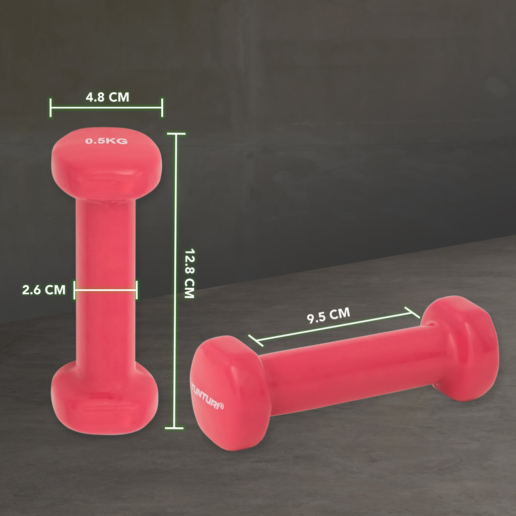 Tunturi Vinyl Dumbbells 0.5kg, Pink, Pairc afbeelding 3