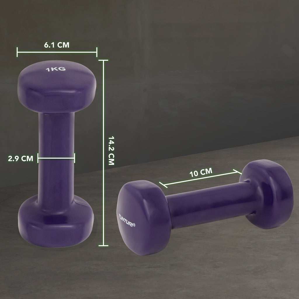 Tunturi Vinyl Dumbbells 1.0kg, Purple, Pair afbeelding 3