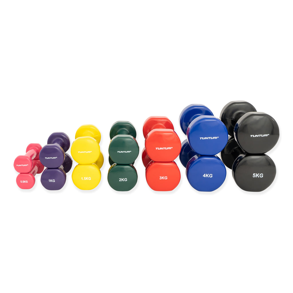 Tunturi Vinyl Dumbbells 1.0kg, Purple, Pair afbeelding 6