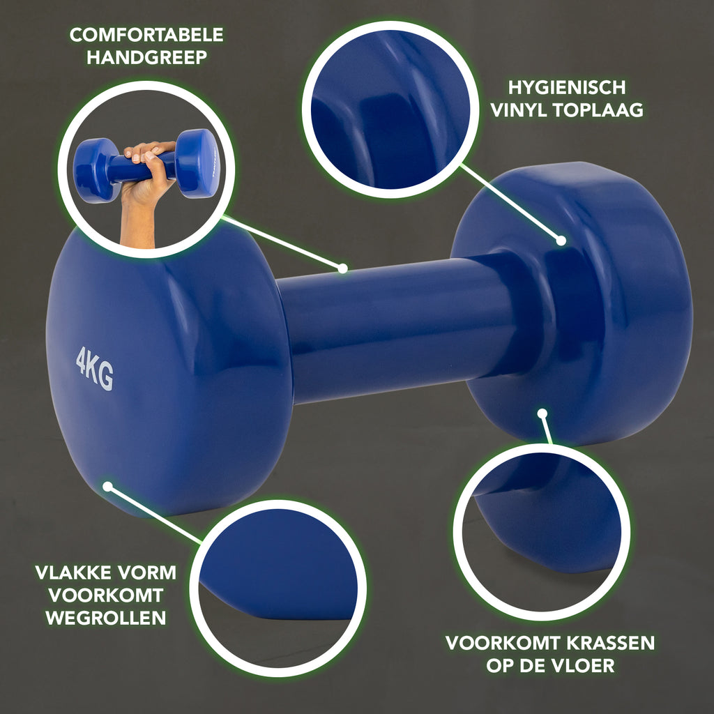 Tunturi Vinyl Dumbbells 4.0kg, Blue, Pairc afbeelding 2