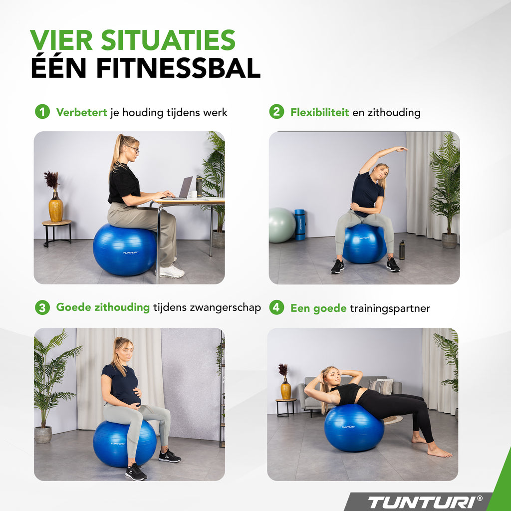 Tunturi Gymball 75cm, Blue, Anti Burst afbeelding 3