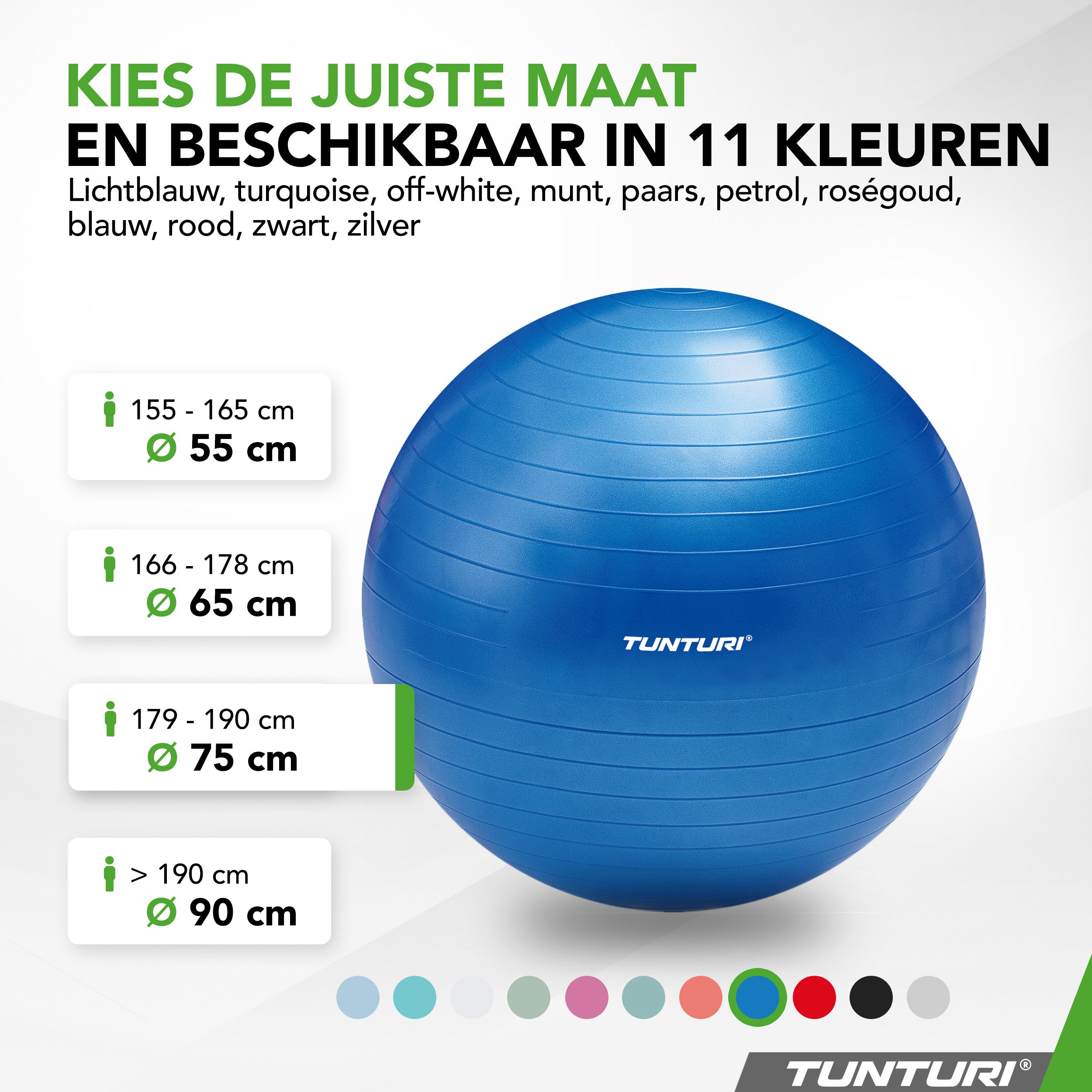 Tunturi Gymball 75cm, Blue, Anti Burst afbeelding 8
