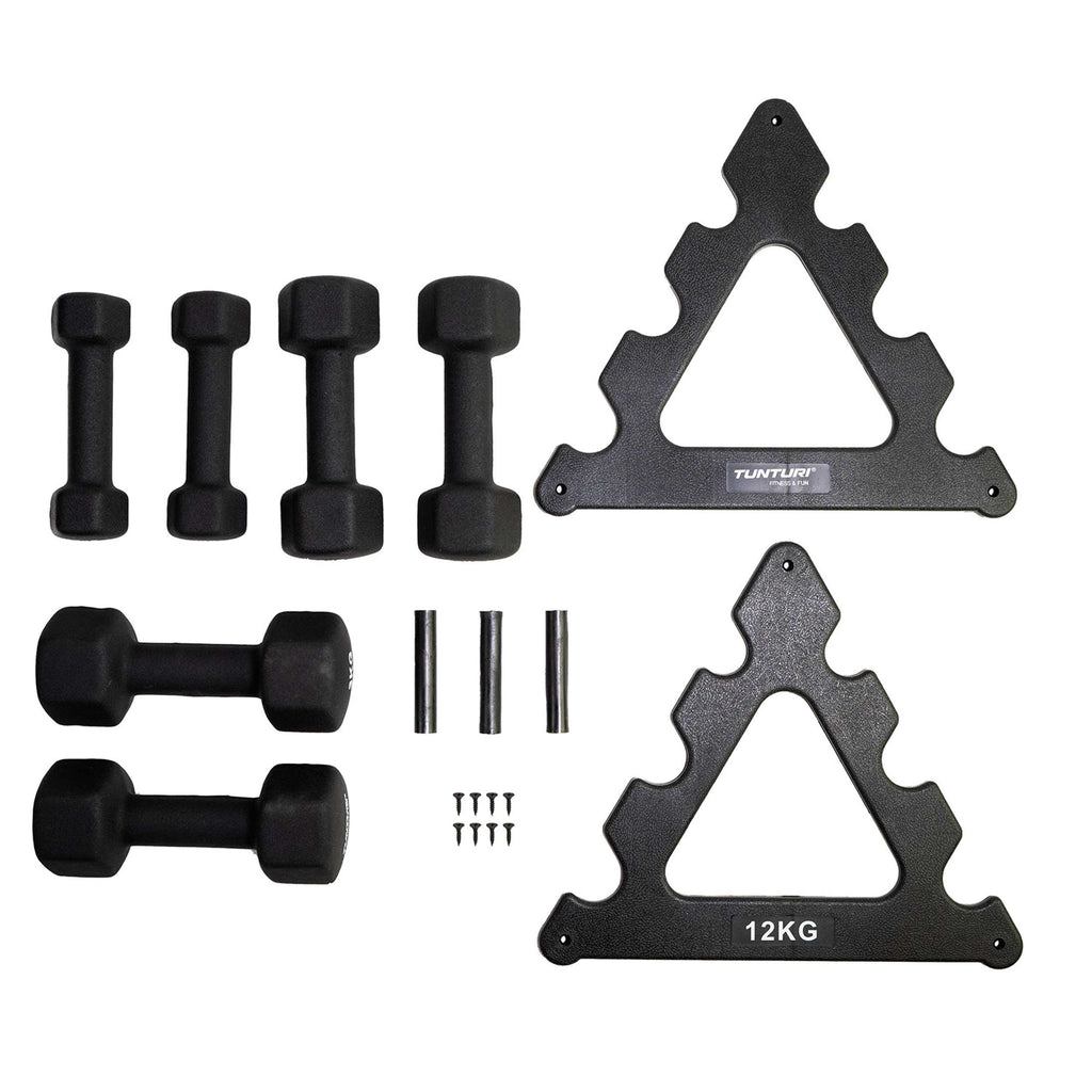 Tunturi Neoprene Dumbellset 3Prs+Stand afbeelding 5