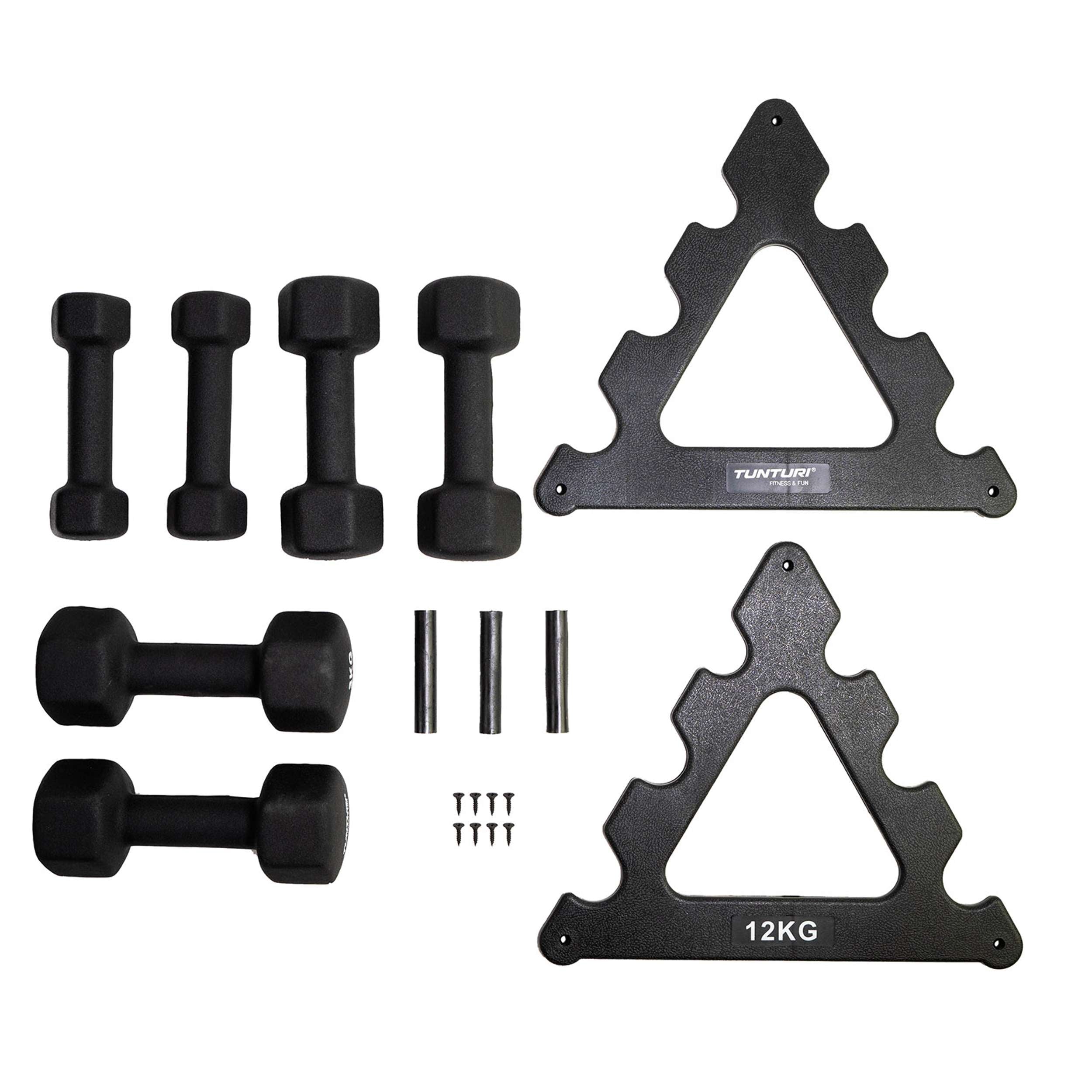 Tunturi Neoprene Dumbellset 3Prs+Stand afbeelding 5
