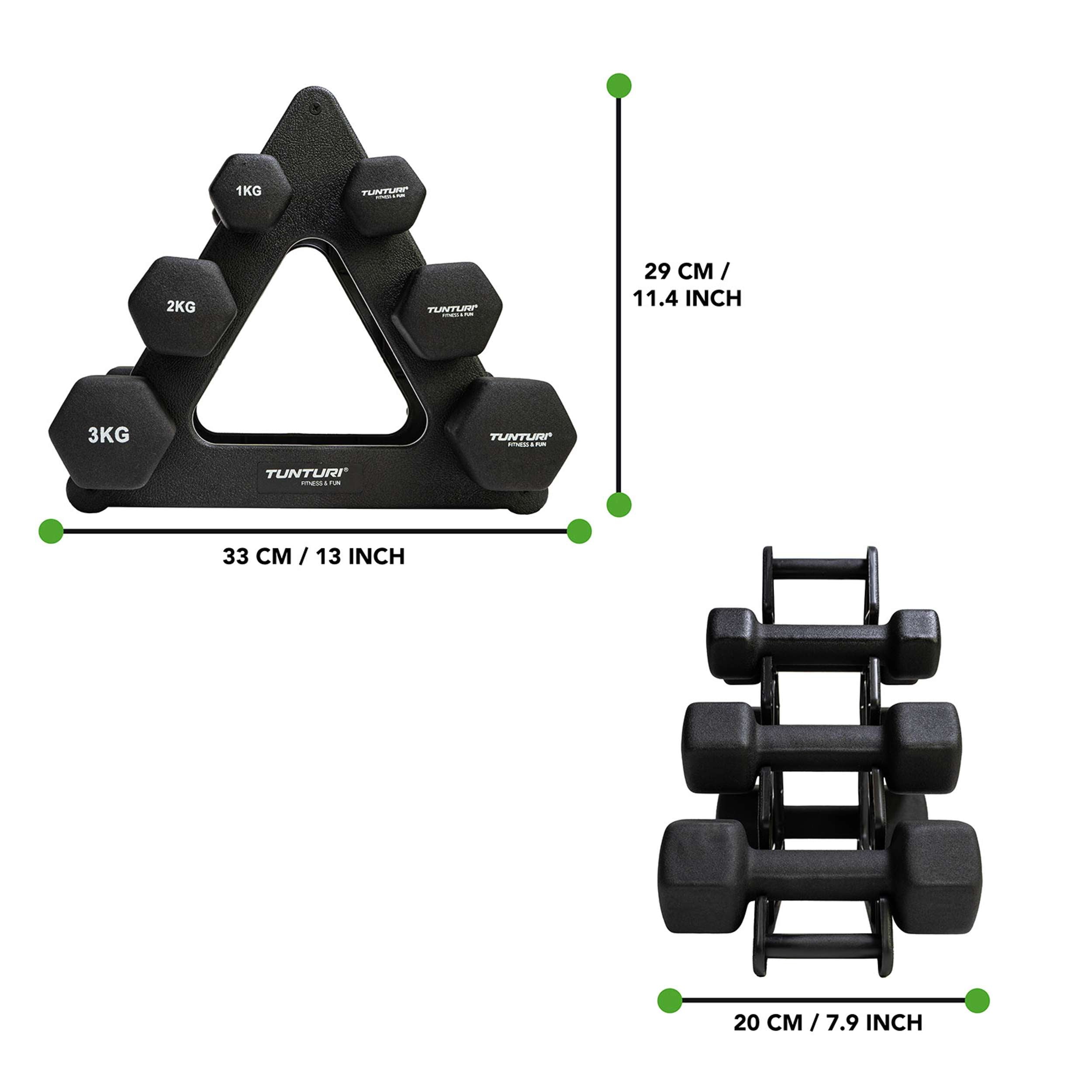 Tunturi Neoprene Dumbellset 3Prs+Stand afbeelding 7